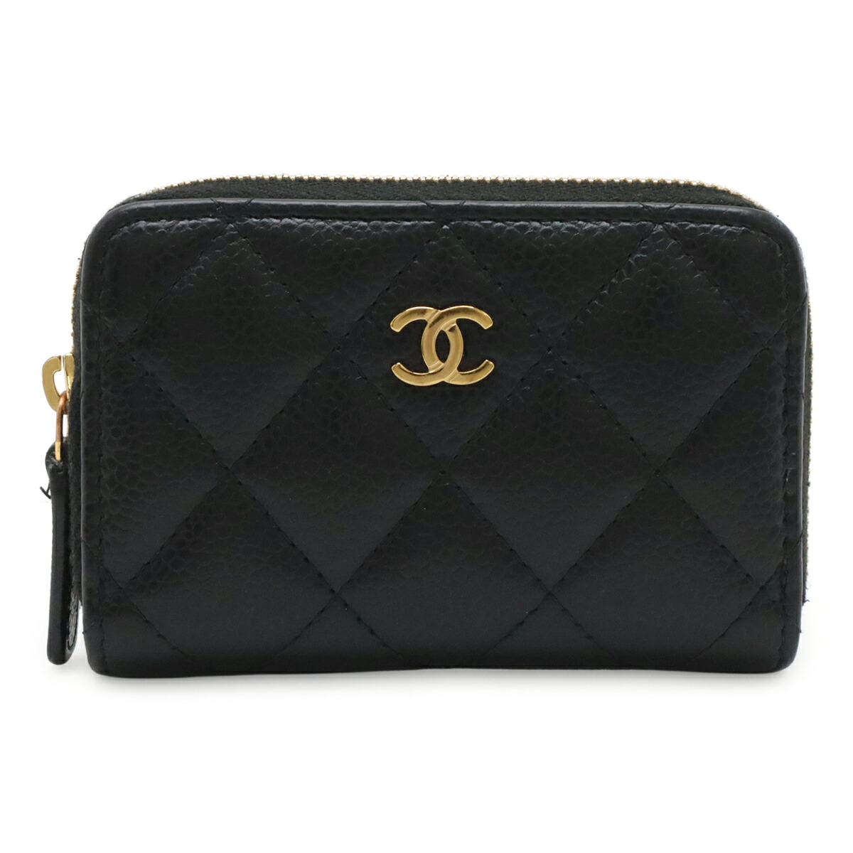 CHANEL シャネル マトラッセ ココマーク 古典派音楽 ジップ 鋳貨金入れ コインケース 釣り銭入れ キャビアひと肌 なめし革 黒いこと 黒 AP0216 【中古】