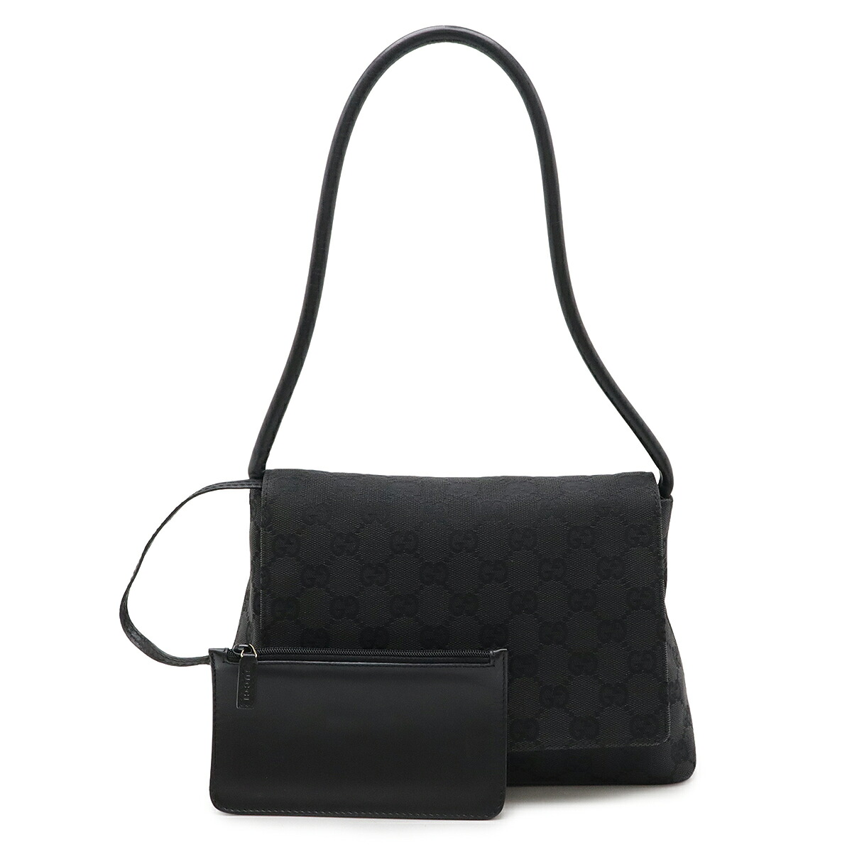 GUCCI グッチ GGキャンバス ショルダーバッグ ワンショルダー セミショルダー レザー ブラック 黒 ポーチ付き 90646 【中古】 32,370円