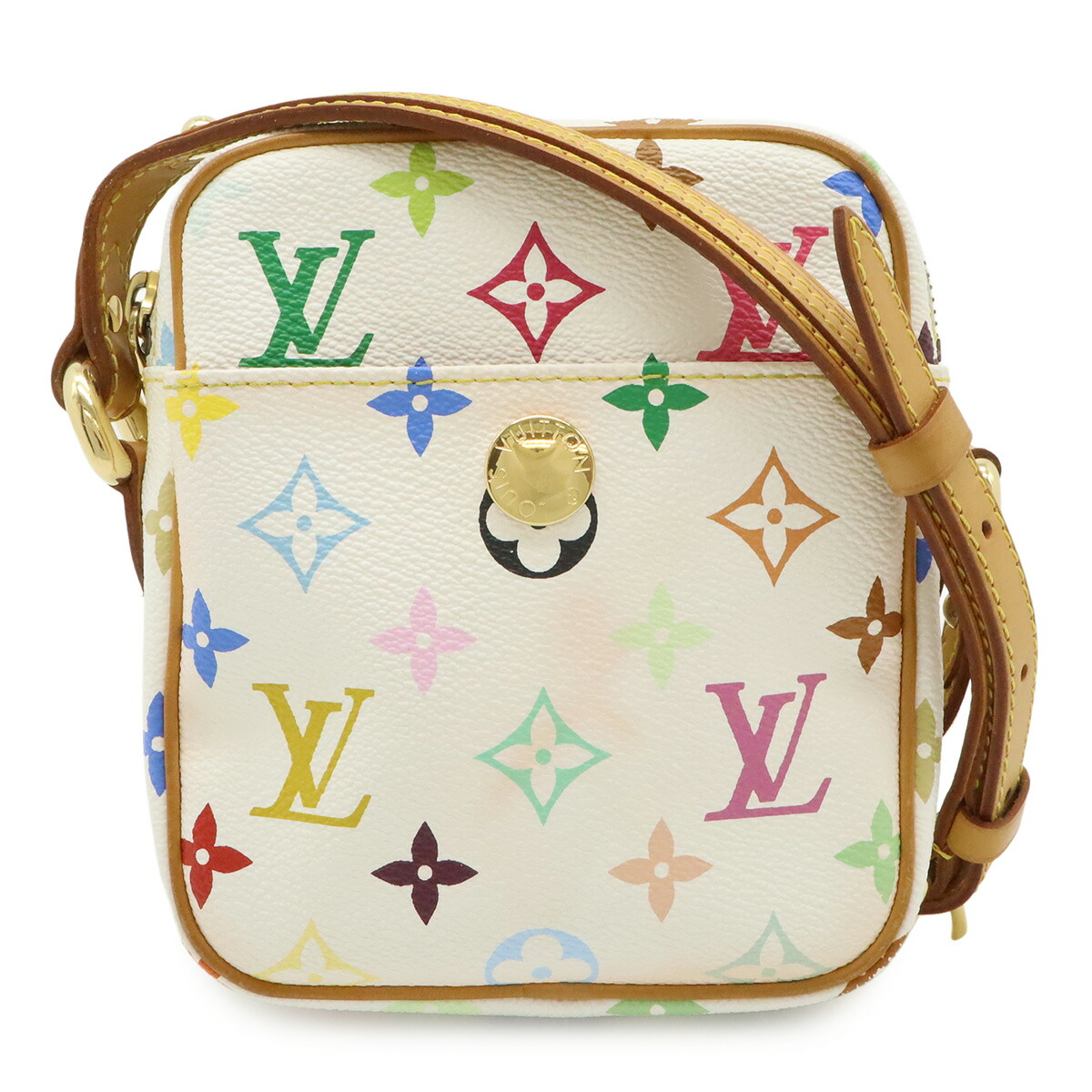 LOUIS VUITTON ルイ ヴィトン モノグラムマルチ色合い 昇降機 ショルダーバッグ ポシェット ミニ御徒面子 曲がった掛け ブロン 白 白いこと M40055 【中古】