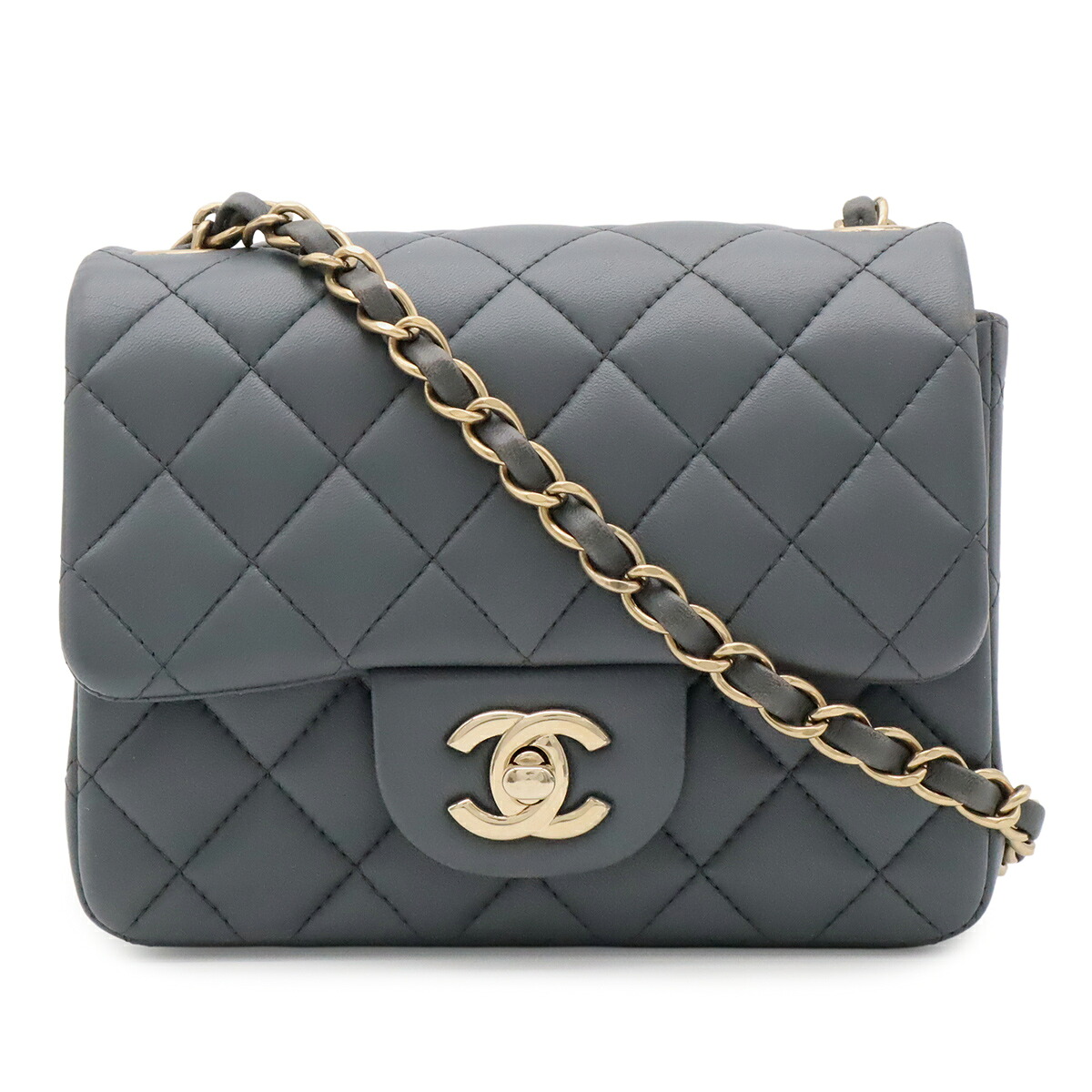 CHANEL シャネル マトラッセ ココマーク ミニフラップバッグ チェーンショルダーバッグ ポシェット レザー グレー ゴールド金具 A35200 【中古】｜ブルーミン／森田質店