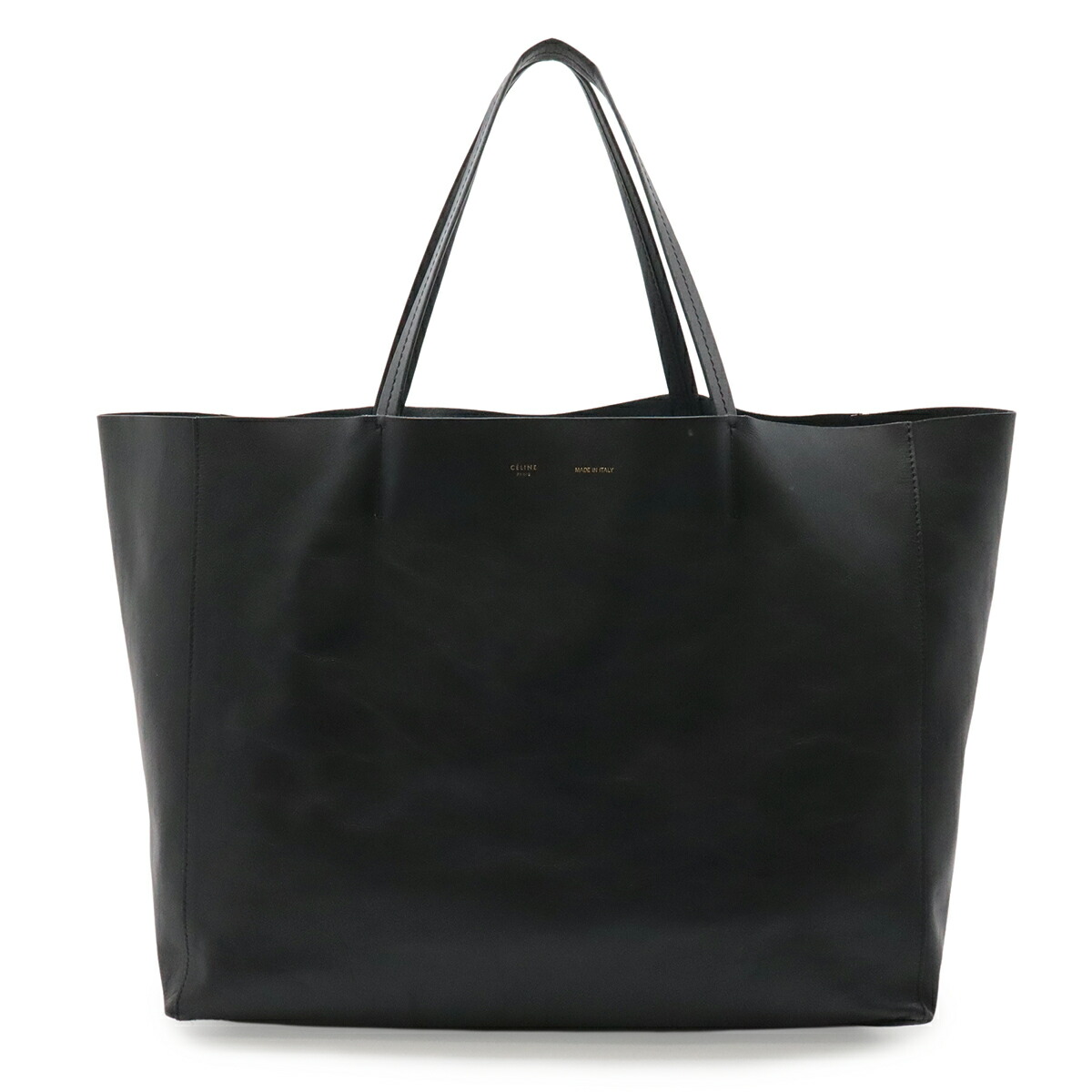 CELINE セリーヌ ホリゾンタルカバ トートバッグ ラージトート ショルダーバッグ 膝掛け カーフレザー 黒いこと 黒 166113 【中古】