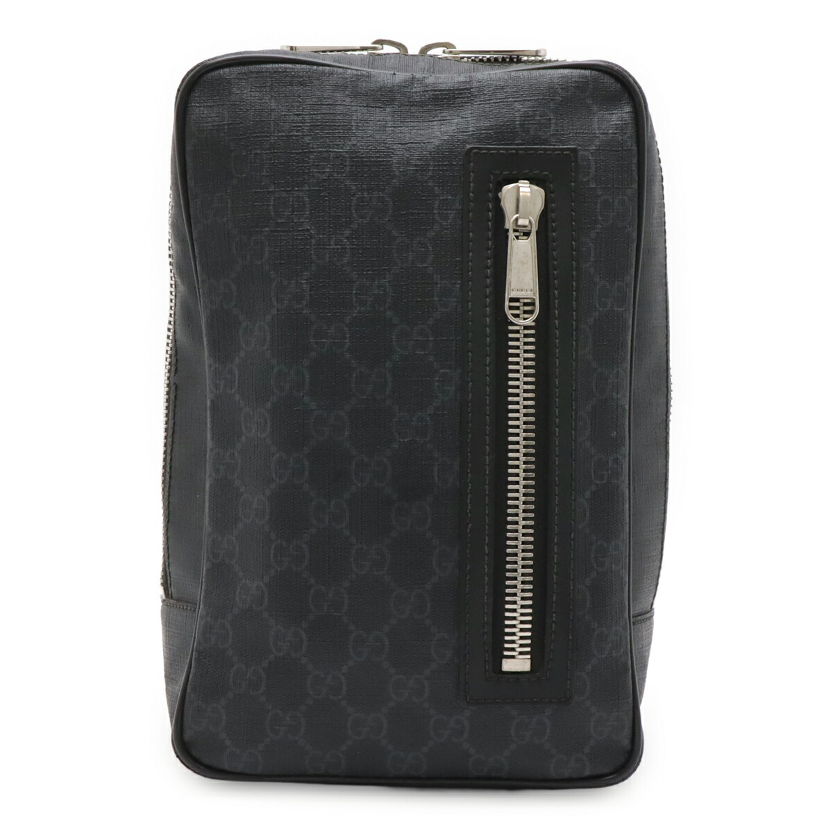 GUCCI グッチ GGスプリーム ウェブストライプ 上半身御徒面子 スリングバッグ ショルダーバッグ PVC なめし革 黒いこと 黒 薄墨色 しろがね色金具 478325 【中古】