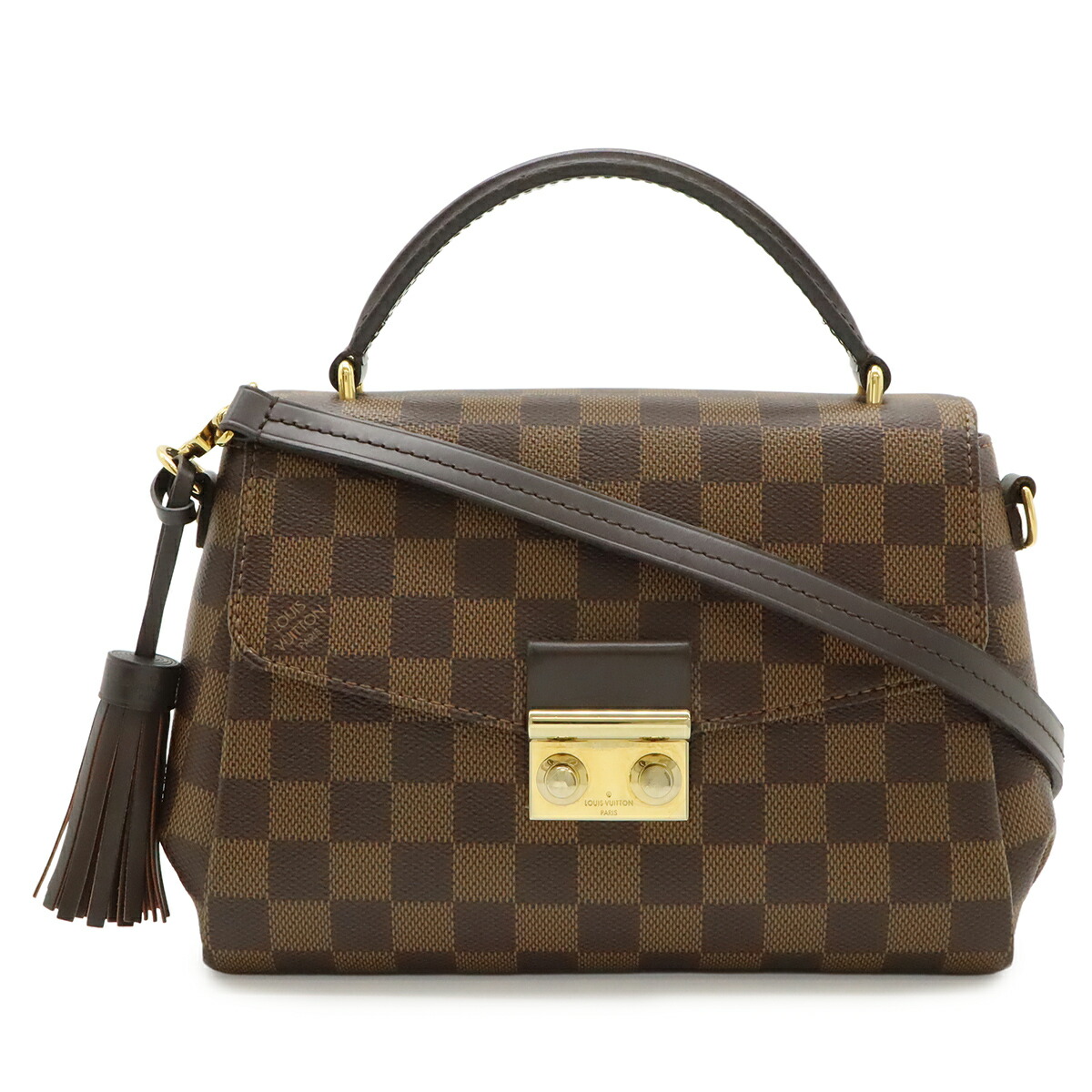LOUIS VUITTON ルイ ヴィトン ダミエ クロワゼット ハンドバック 2WAY ショルダーバッグ 曲がった掛け N53000 【中古】