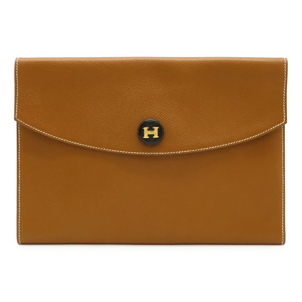 HERMES エルメス ポシェットリオ クラッチペダル御徒面子 二番目御徒面子 白木名取り草 クシュベル ゴールド 赤銅色 茶 ○T目じるし 【中古】