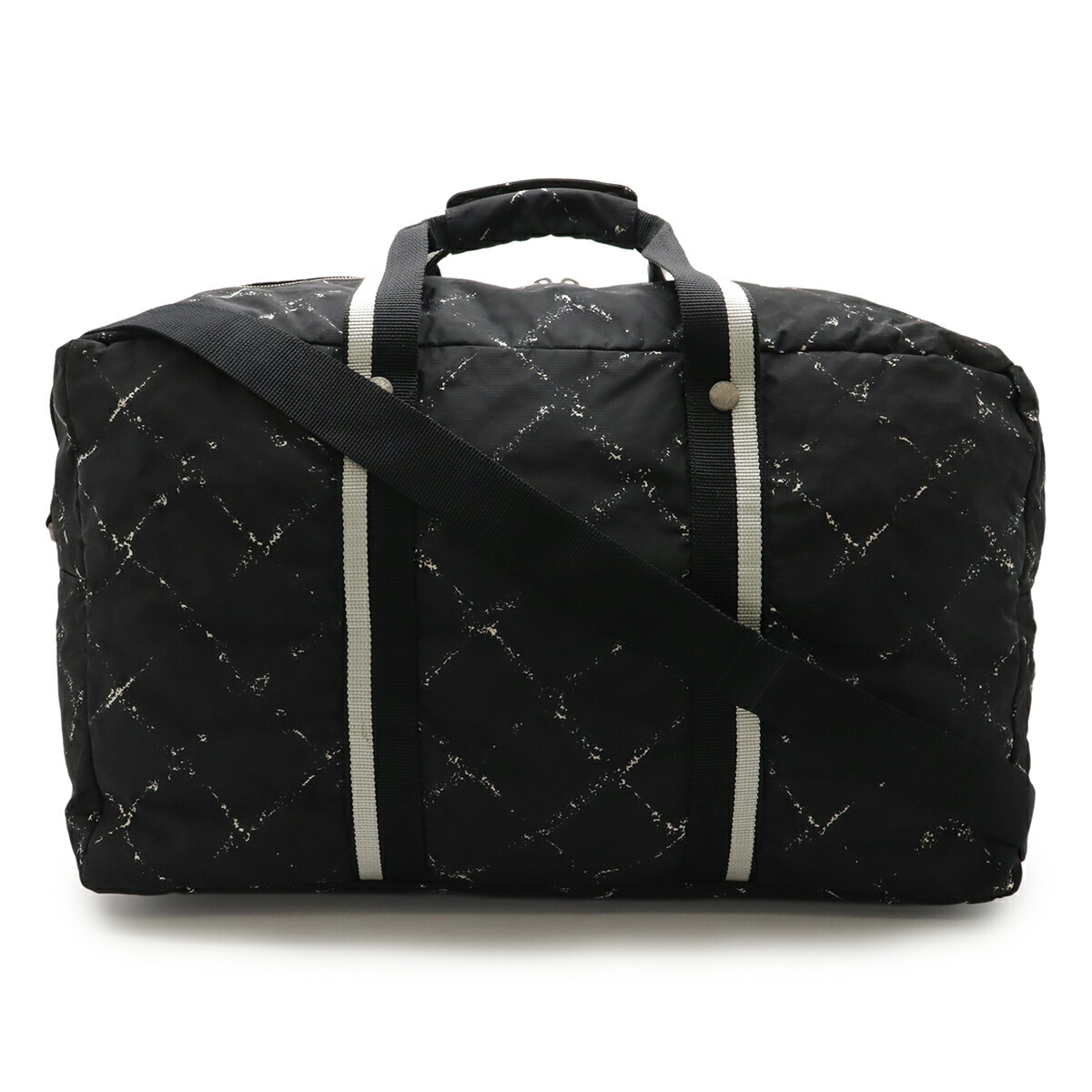 CHANEL シャネル 旧トラベルライン ボストンバッグ トラベルバッグ 旅行カバン 2WAY ショルダーバッグ ナイロン ブラック 黒 レッド 赤 【中古】