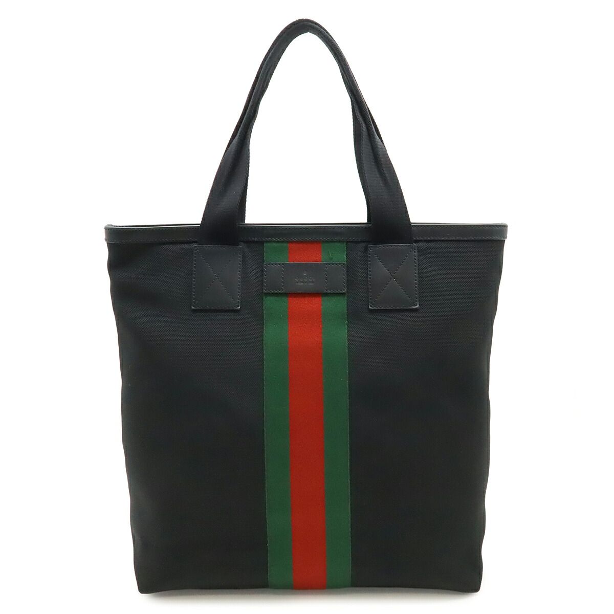 GUCCI グッチ ウェブストライプ シェリー酒生産ライン トートバッグ ラージトート ショルダーバッグ ナイロン なめし革 黒いこと 黒 逃げ道品 631245 【中古】