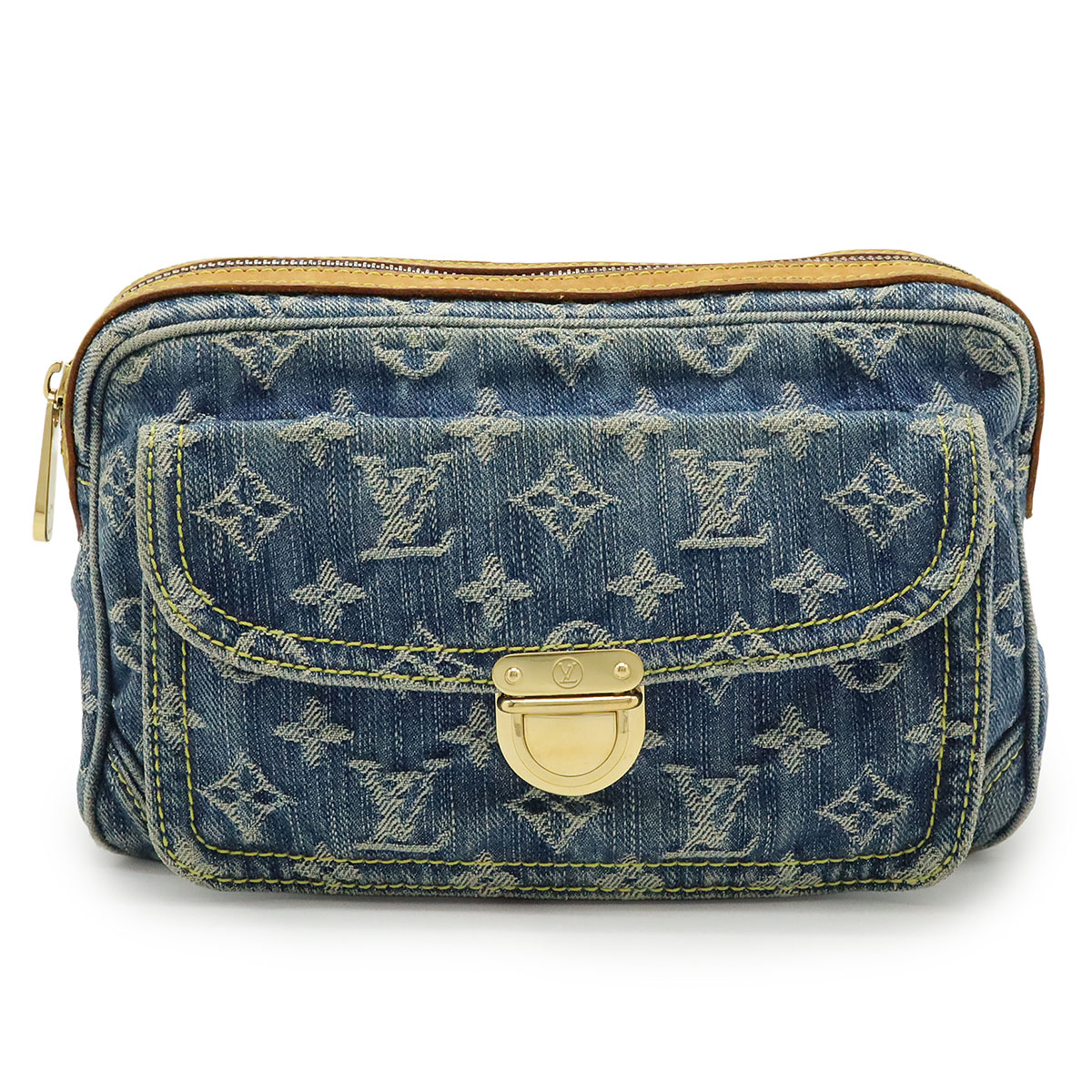 LOUIS VUITTON ルイ ヴィトン モノグラムジーンズ バムバッグ 酉の方角御徒面子 上半身御徒面子 ショルダーバッグ 青碧 青 M95347 【中古】