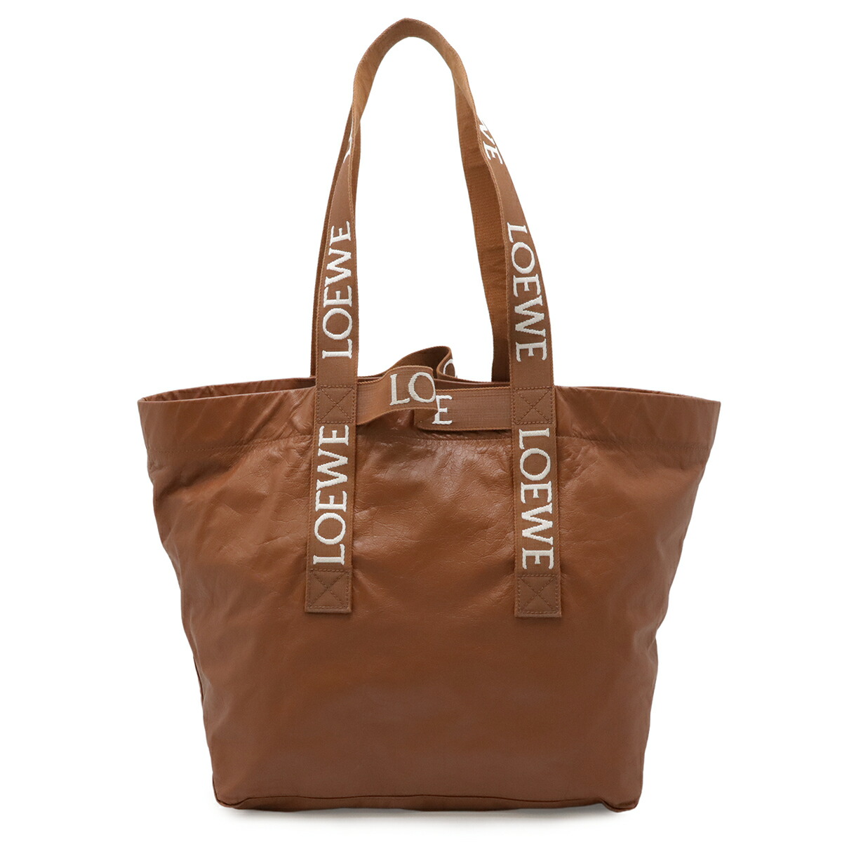 LOEWE ロエベ FOLD SHOPPER フォールドショッパー ショルダーバッグ 2WAY ハンドバック ペーパーカーフ タン 赤銅色 茶 B507X23X01 【中古】
