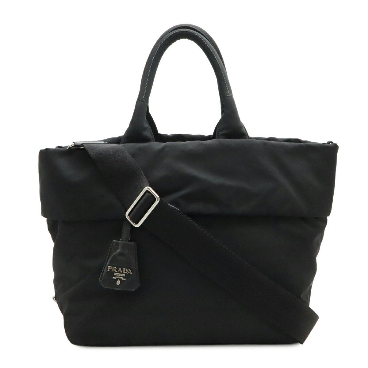 PRADA プラダ トートバッグ ナイロン/レザー ブラック/ネイビーバイカラー PRADA プラダ バイカラー トートバッグ ナイロン素材 レディース