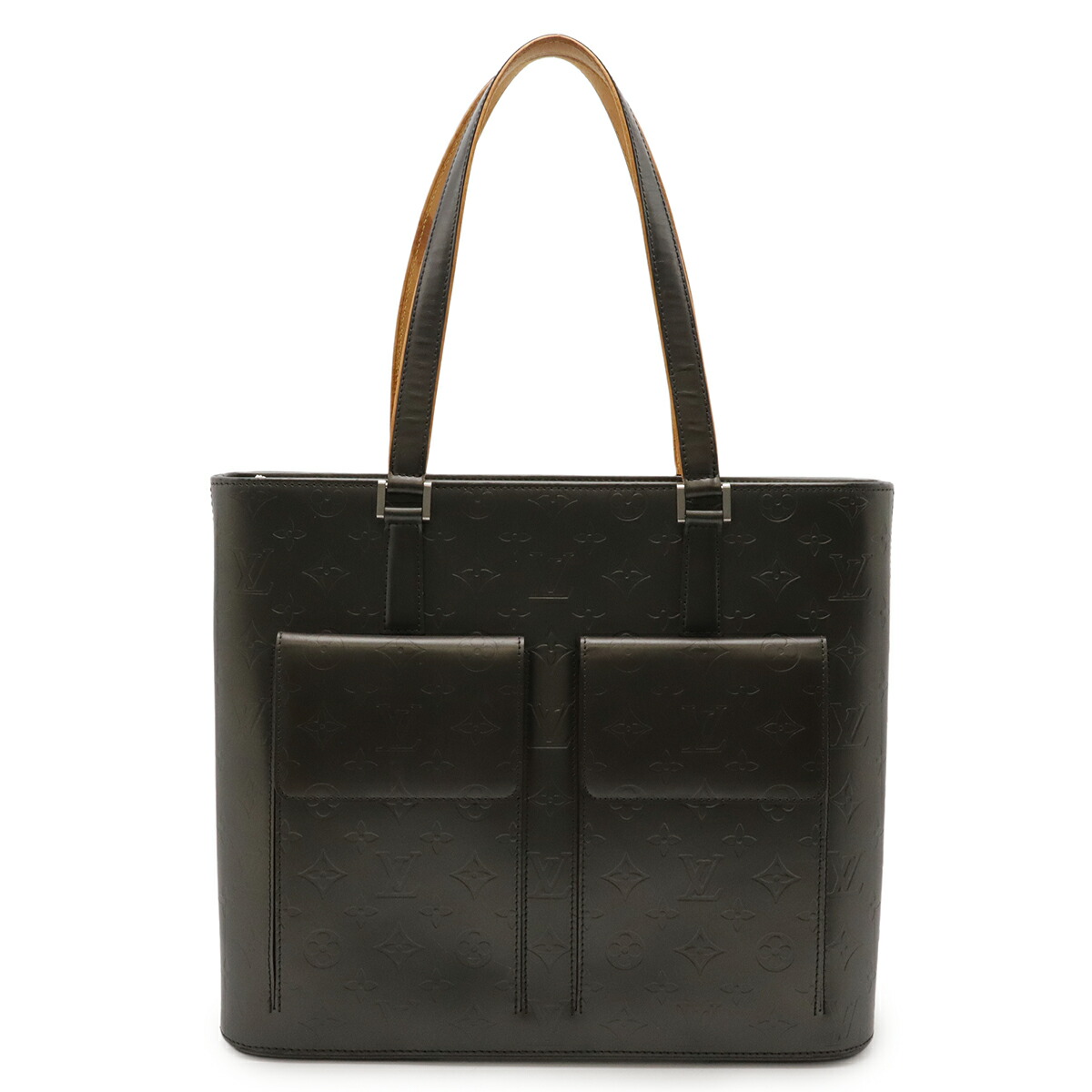 本物 ルイヴィトン LOUIS VUITTON LV ストックトン モノグラムマット レザー ショルダーバッグ トートバッグ ブラック M55112 Stockton ビトン バッグ 中古・ LOUIS VUITTON ルイヴィトン ストックトン モノグラムマット