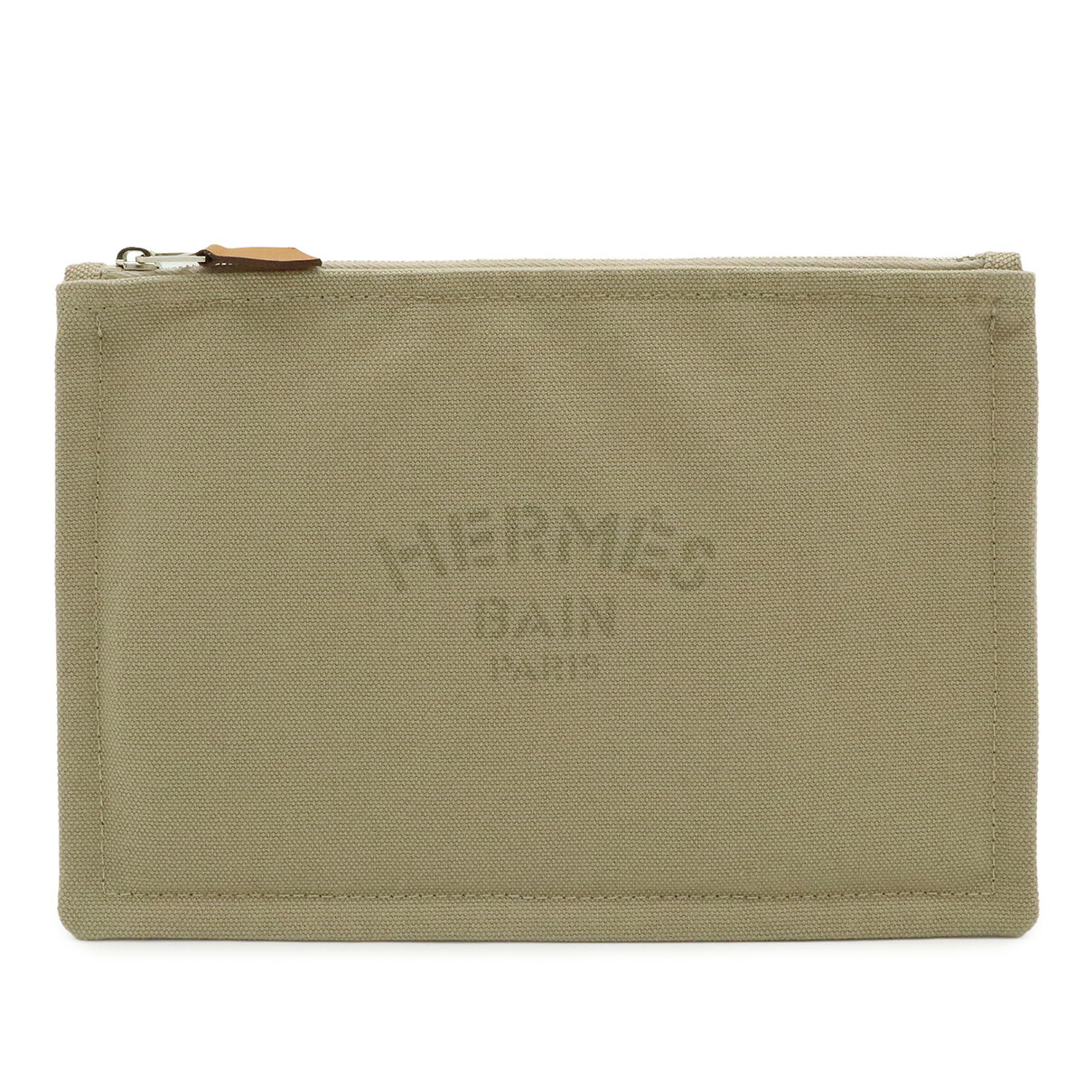 HERMES エルメス ニューヨッティングPM 滑っこい合切袋 かざり付ける合切袋 コスメポーチ 小入れもの 帆布 なめし革 砂子ベージュ 【中古】