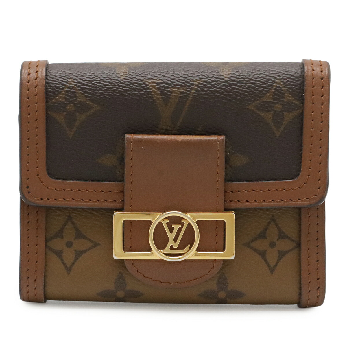 LOUIS VUITTON ルイ ヴィトン モノグラムリバース ポルトフォイユ ドーフィーヌ パウダーコンパクト 3つ折紙入れ 三つ折り紙入れ M68725 【中古】