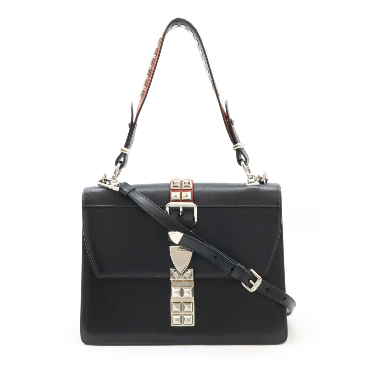 PRADA ブラック トートバッグ スカルモチーフ PRADA ブラック トートバッグ スカルモチーフ