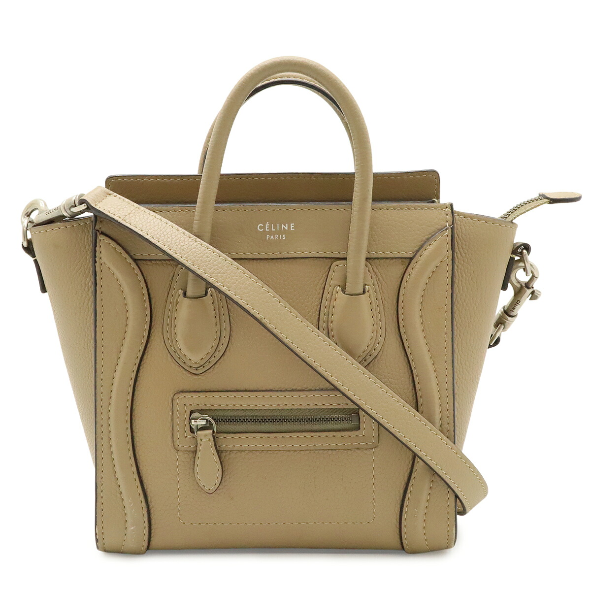CELINE セリーヌ ラゲージ ナノショッパー ハンドバッグ ミニバッグ 2WAY ショルダーバッグ 斜め掛け レザー ベージュ 168243 【中古】｜ブルーミン／森田質店 82,390円