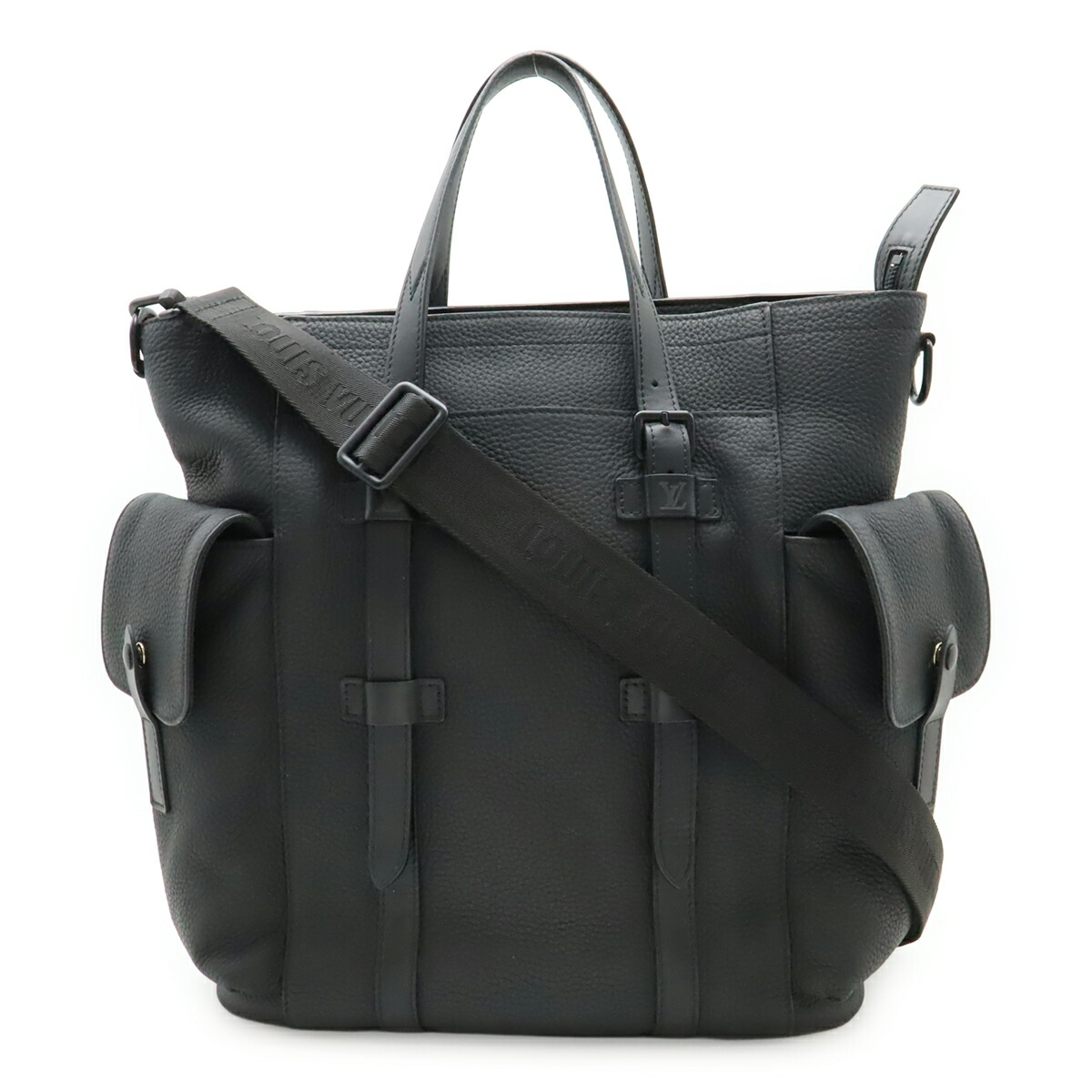 LOUIS VUITTON ルイ ヴィトン クリストファー トート トートバッグ 2WAY ショルダーバッグ 曲がった掛け トリヨンレザー ノワール 黒 黒いこと M58479 【中古】