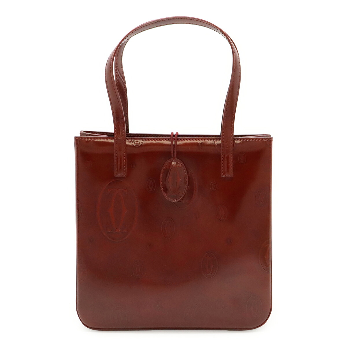 Cartier カルティエ ハッピーバースデー ハッピーバースデイ ハンドバッグ トートバッグ エナメル パテントレザー ボルドー L1000547 【中古】|ブルーミン/森田質店