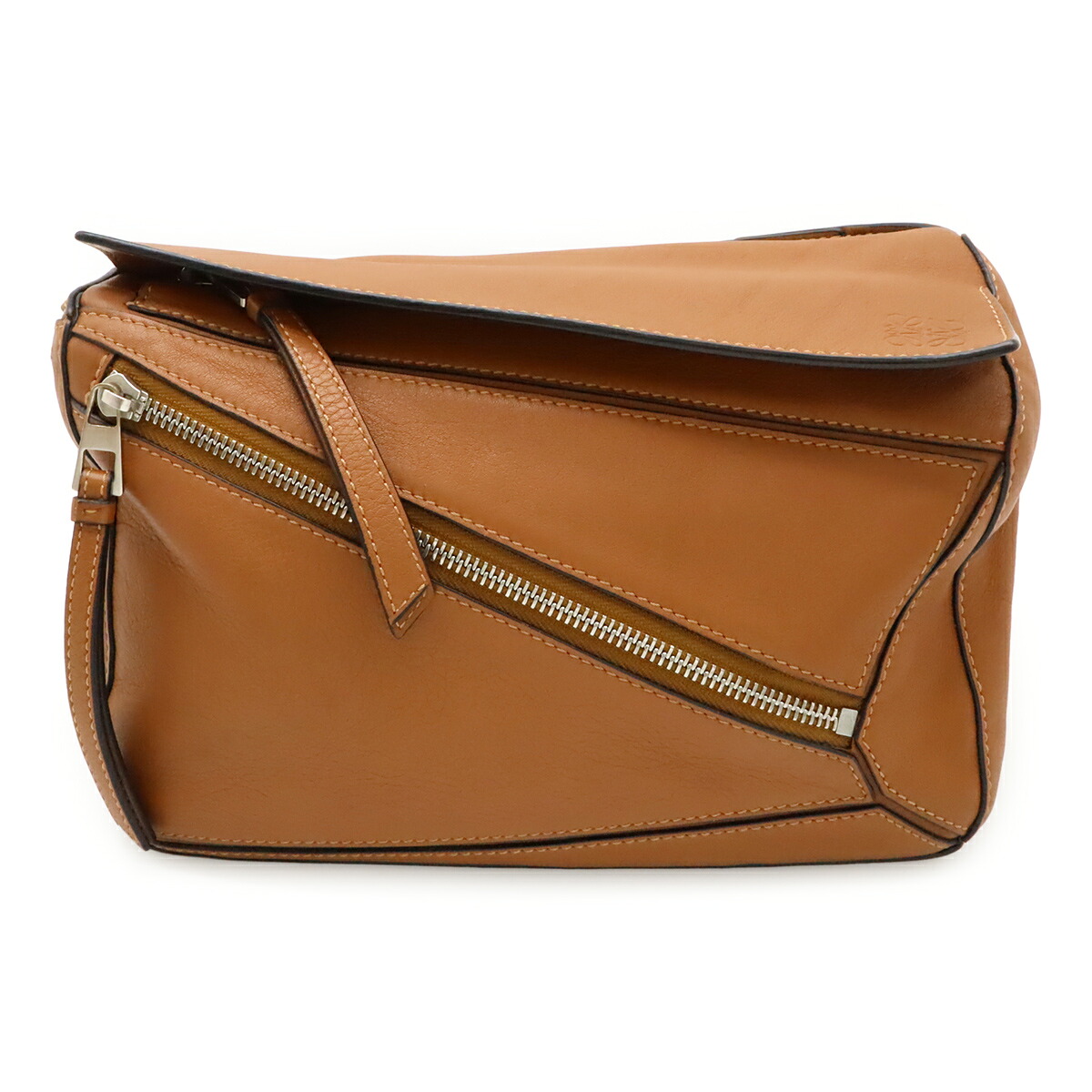 LOEWE ロエベ パズル バムバッグ ミニ ボディバッグ ショルダーバッグ ウエストバッグ レザー ブラウン 茶 シルバー金具 B510U89X02 【中古】｜ブルーミン／森田質店