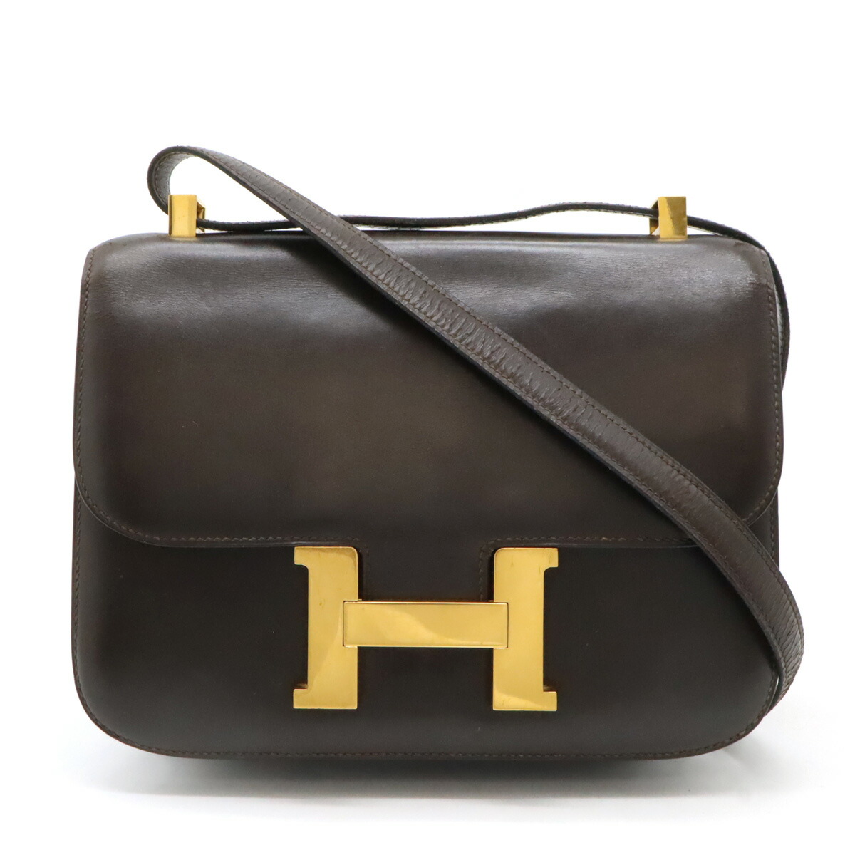 美品✨エルメス コンスタンス ヒール ローファー ブラウン 24㎝ 箱保存袋付き エルメス】HERMES コンスタンスローファー美品