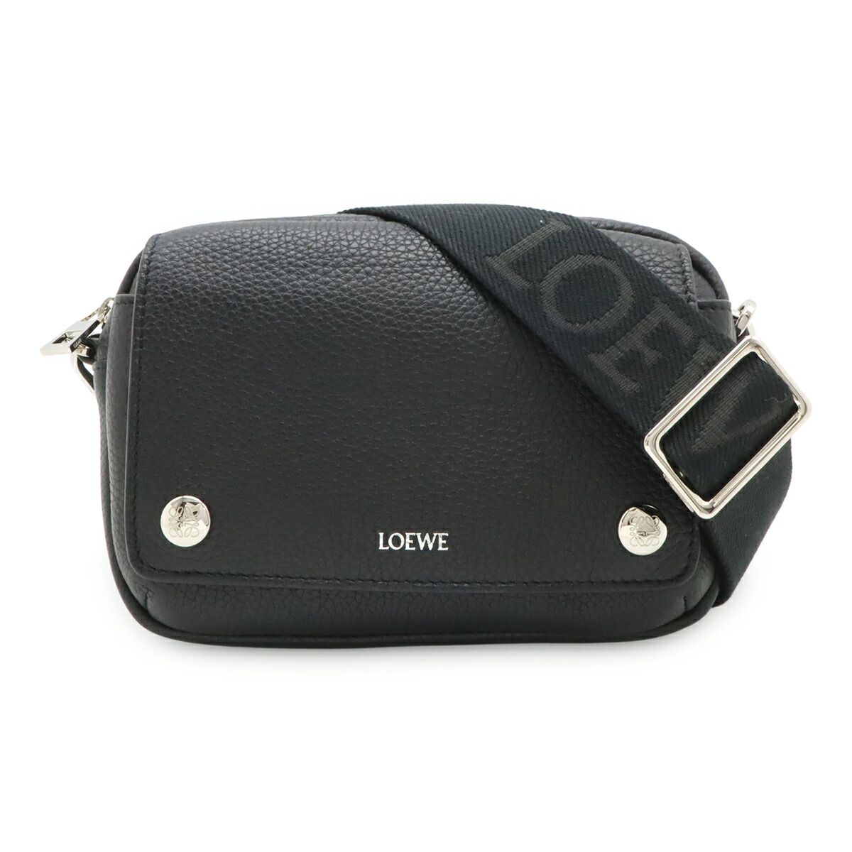 LOEWE ロエベ ペブル 伝達人 スモール ショルダーバッグ 曲がった掛け サプルグレインカーフ なめし革 黒いこと 黒 しろがね色金具 BANBPCBX01 【中古】