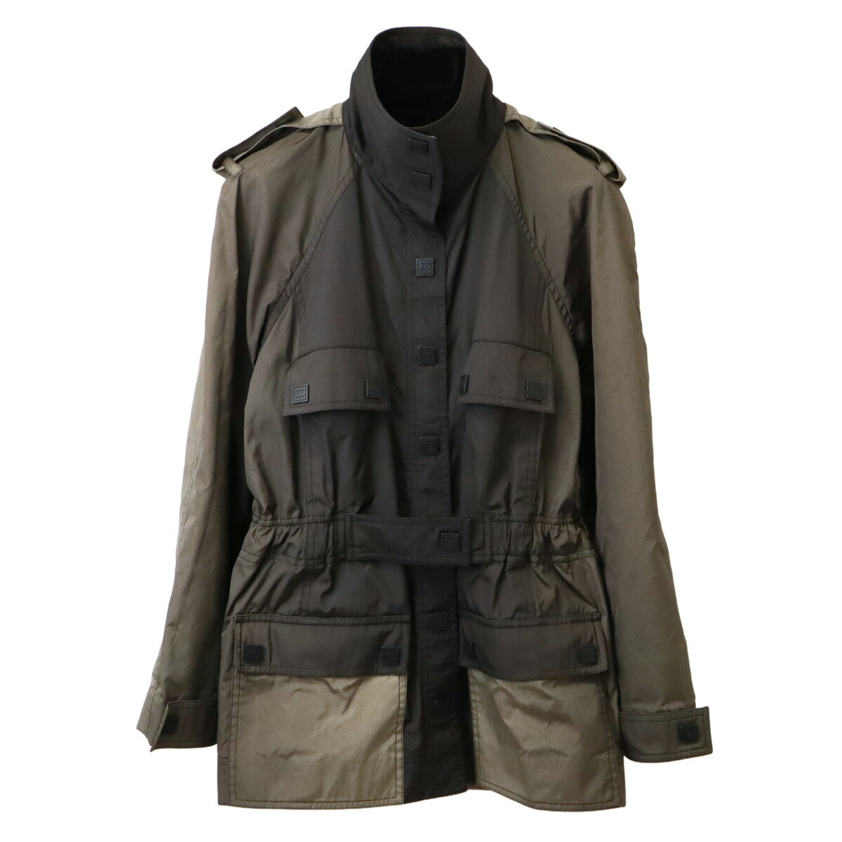 CHANEL シャネル ココボタン ジャケット アウター ウエストマーク ナイロン ダークブラウン ベージュ系 楽天市場】CHANEL シャネル ココボタン ジャケット アウター ウエスト