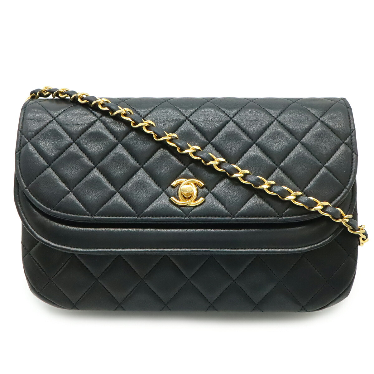 CHANEL シャネル マトラッセ ココマーク ダブル下げ翼 チェーン店ショルダーバッグ 膝掛け 子ヒツジひと肌 なめし革 黒いこと 黒 ゴールド金具 【中古】 レディースバッグ-ショルダーバッグ・メッセンジャーバッグ