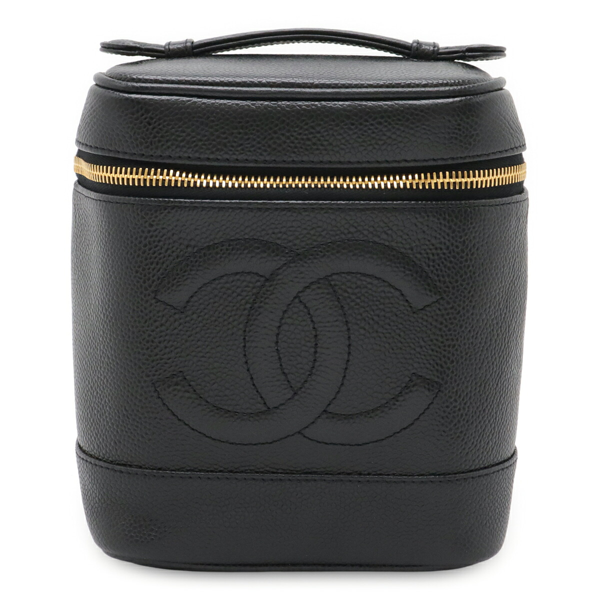 CHANEL シャネル ココマーク バニティバッグ ハンドバッグ 化粧ポーチ コスメポーチ キャビアスキン レザー ブラック 黒 ゴールド金具 A01998 【中古】｜ブルーミン／森田質店