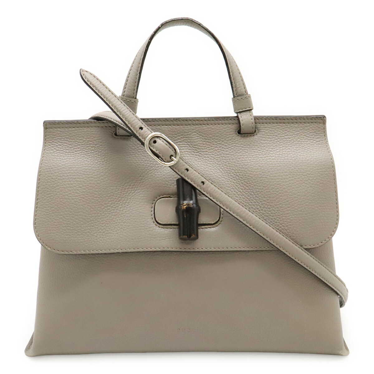 GUCCI グッチ バンブー デイリー 並み並み いの一番手持ち部分御徒面子 ハンドバック 2WAY ショルダーバッグ なめし革 薄墨色 しろがね色金具 392013 【中古】