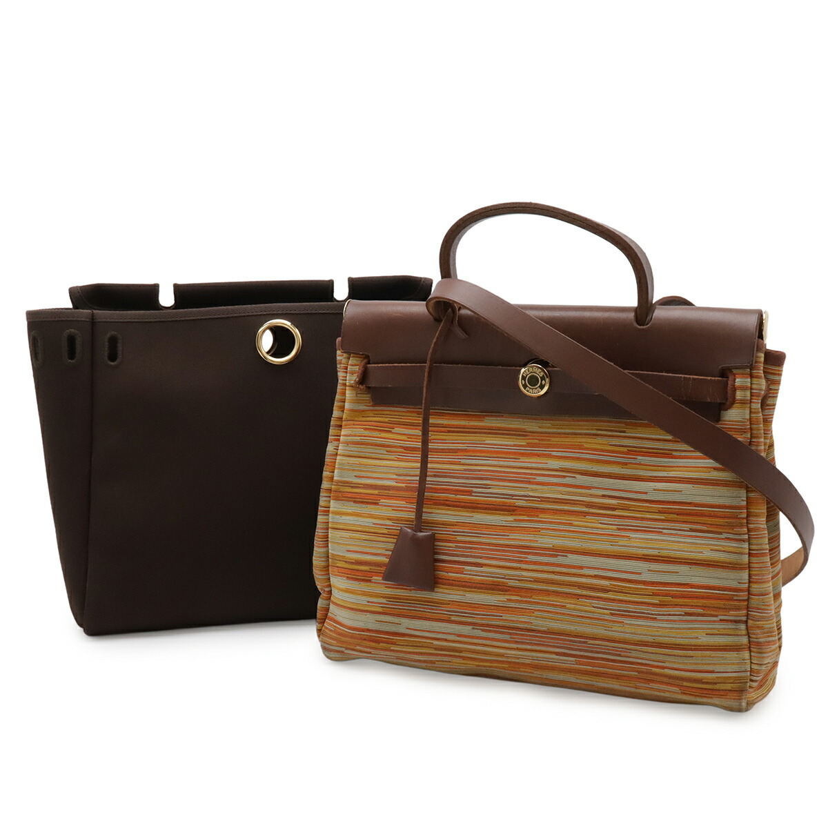 HERMES エルメス 叫び泣き御徒面子 居住地PM ショルダーバッグ 2WAY ハンドバック 肩かけ ヴァッシュ なめし革 ハバナ 赤銅色 茶 ゴールド金具 □F目じるし 【中古】