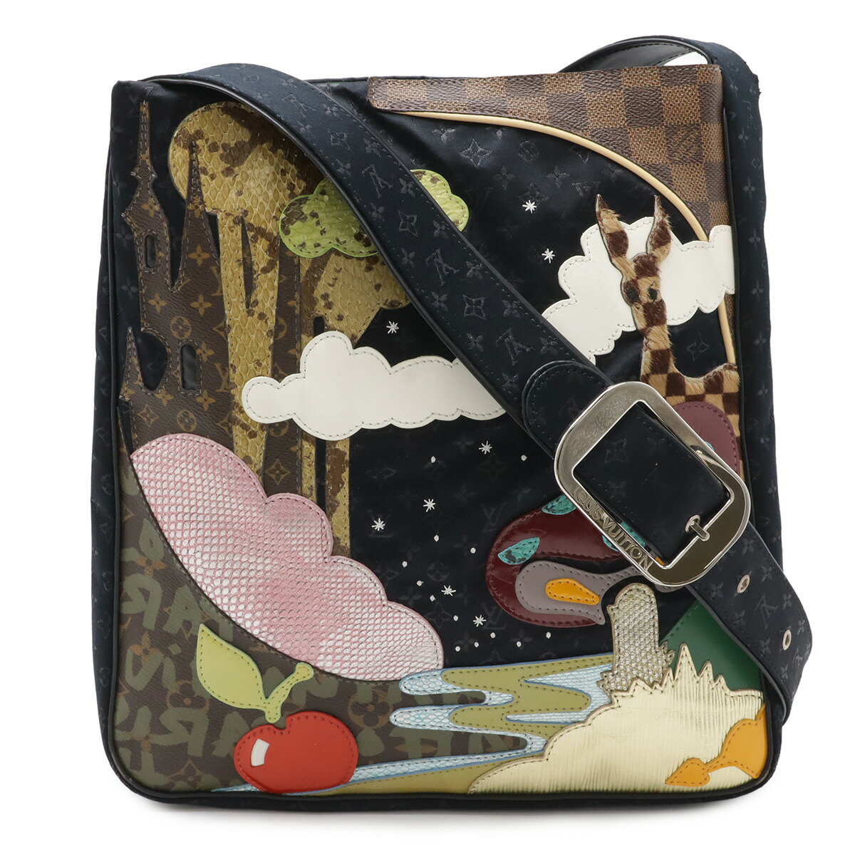 LOUIS VUITTON ルイ ヴィトン モノグラム繻子 短篇小説 ドゥ フェ ブザス ショルダーバッグ 曲がった掛け ノワール 黒 黒いこと M92276 【中古】