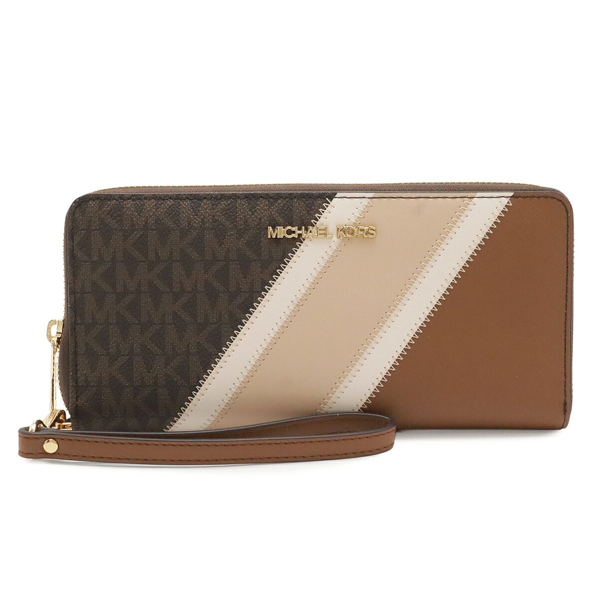 MICHAEL KORS マイケル コース JET SET TRAVEL トラベルコンチネンタル ラージ MKシグネチャー ラウンドファスナー長財布 PVC ブラウン 35R3GTVE7B 【中古】|ブルーミン/森田質店