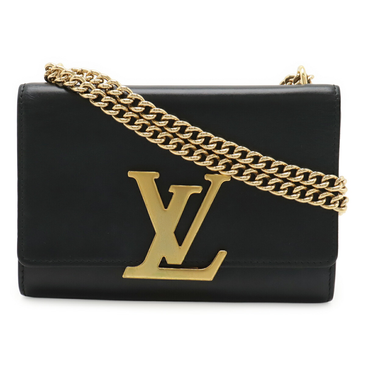 LOUIS VUITTON ルイ ヴィトン ポシェット ルイーズMM ショルダーバッグ チェーンショルダー レザー ノワール 黒 ブラック M51033 【中古】