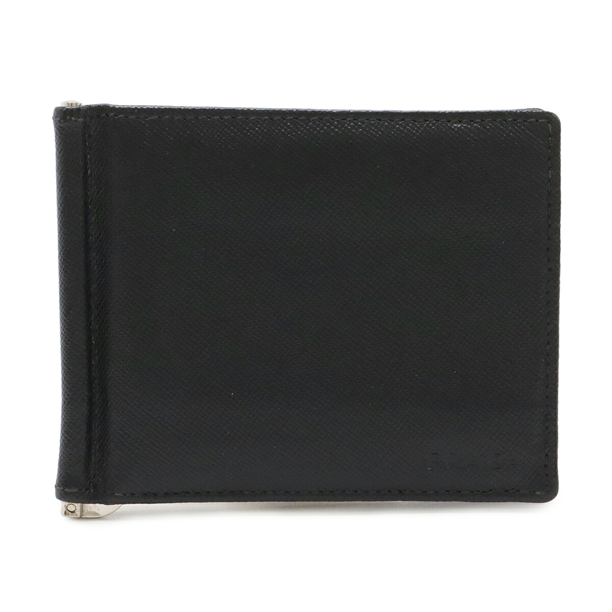 PRADA プラダ SAFFIANO 2つ折札入れ 二つ折り財布 マネークリップ式 ビルクリップ レザー NERO 黒 ブラック シルバー金具 2M1077 【中古】｜ブルーミン／森田質店