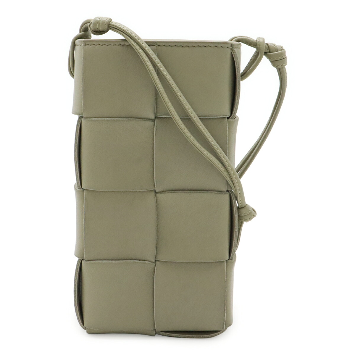 BOTTEGA VENETA ボッテガ ヴェネタ カセット マキシイントレチャート ショルダーバッグ ポシェット フォンポーチ レザー ライトカーキ系 730541 【中古】|ブルーミン/森田質店