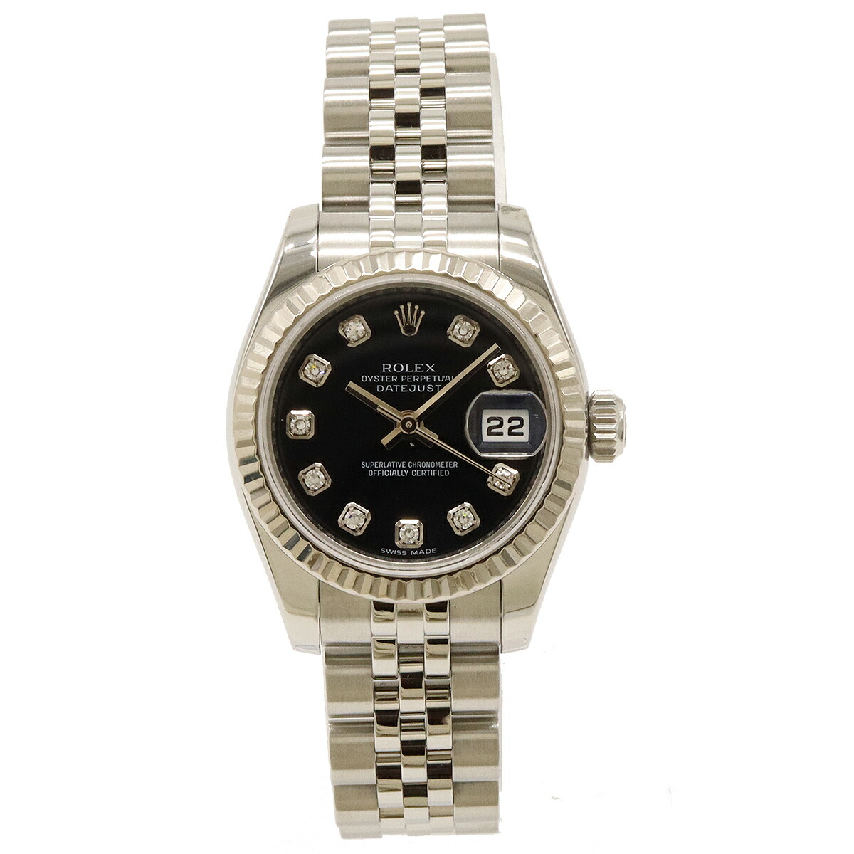 ROLEX ロレックス デイトジャスト ランダム10Pダイヤ黒文字179174G 79174G ブラック ROLEX（ロレックス）デイトジャスト 10Pダイヤ