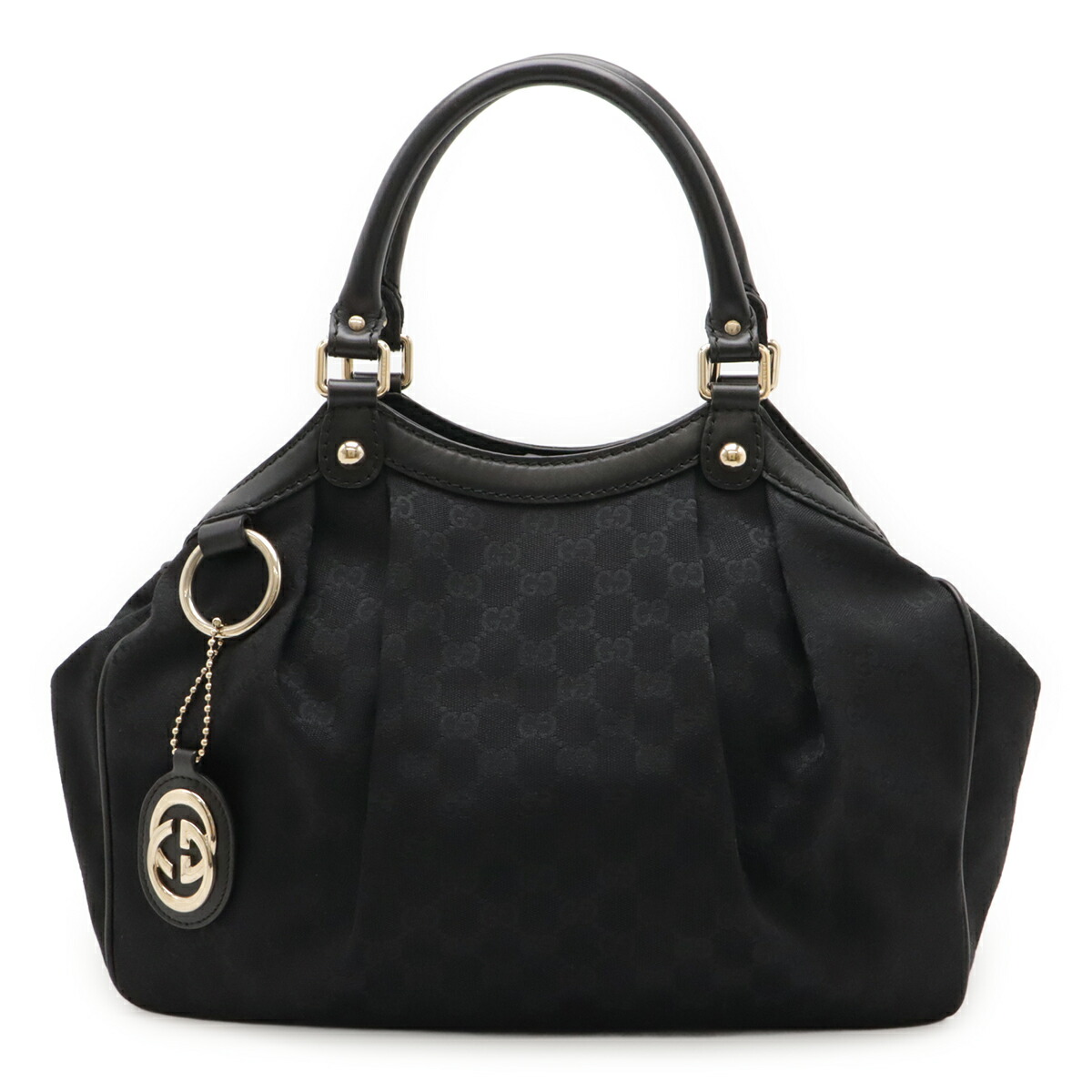 GUCCI グッチ スーキー GGキャンバス トートバッグ ハンドバッグ レザー ブラック 黒 ゴールド金具 211944 【中古】｜ブルーミン／森田質店