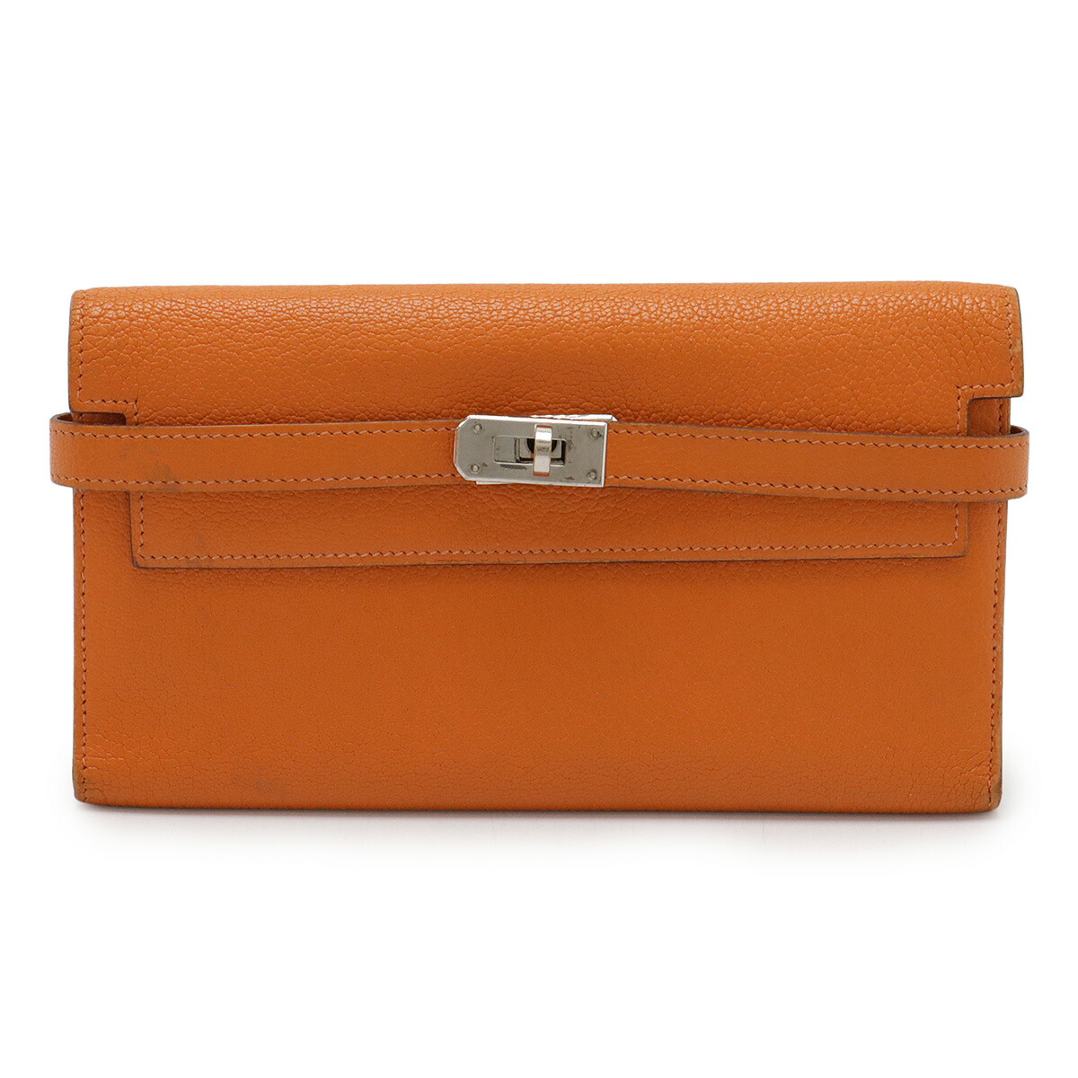 楽天市場】エルメス ケリーウォレット オレンジ シルバー金具 長財布  