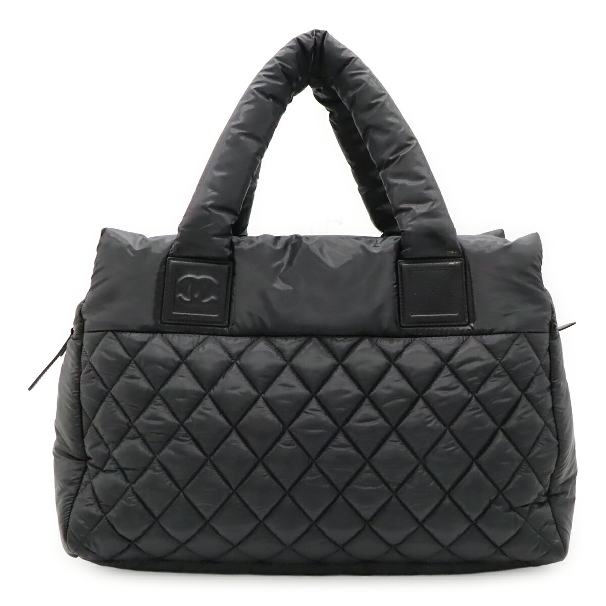 CHANEL シャネル コココクーン トートバッグ ハンドバッグ キルティング ナイロン レザー ブラック系 黒 シルバー金具 A48620 【中古】｜ブルーミン／森田質店