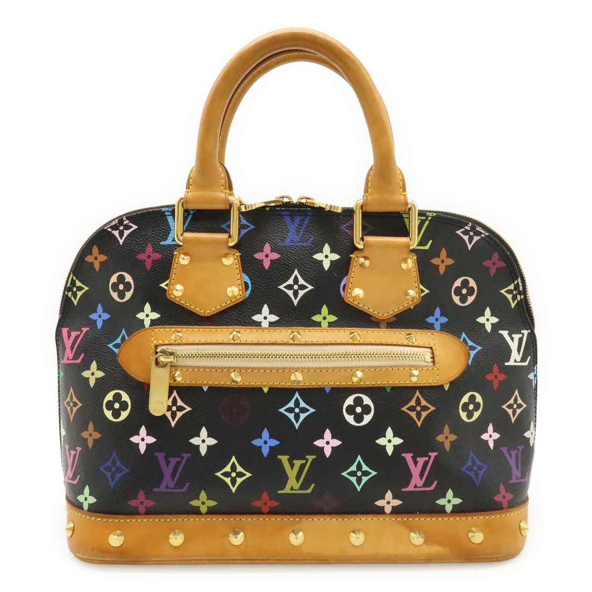 LOUIS VUITTON ルイ ヴィトン モノグラムマルチ色つや アルマ ハンドバック スタッズ ノワール 黒 黒いこと M92646 【中古】