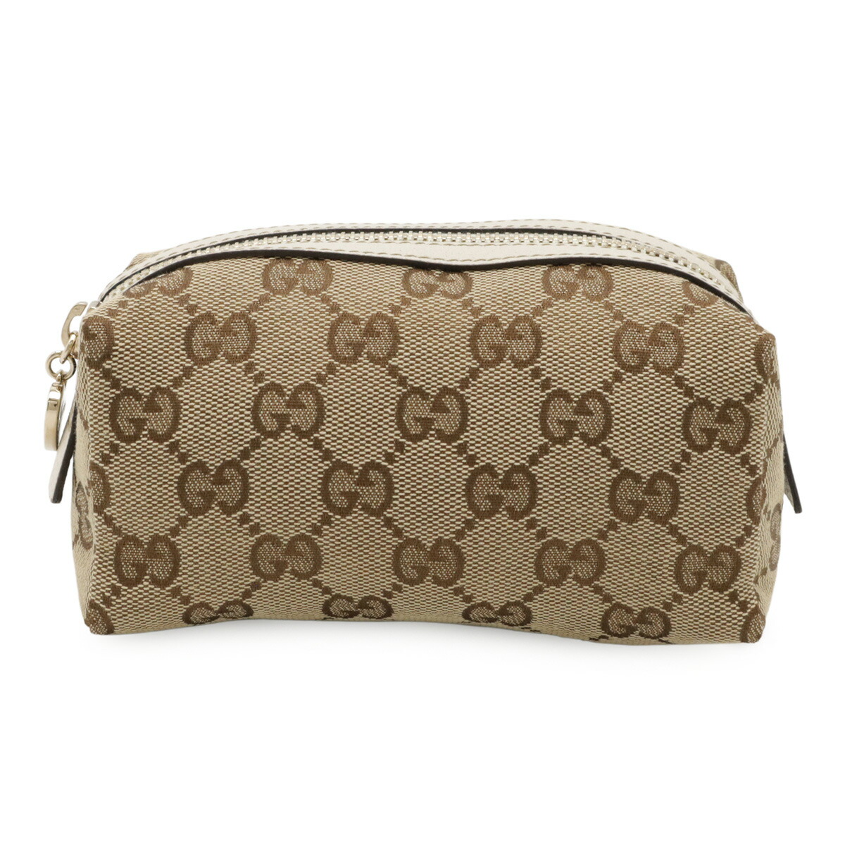 【良品】GUCCI 化粧ポーチ バナナポーチ GG柄 キャンバス シルバー金具 良品】GUCCI 化粧ポーチ バナナポーチ GG柄 キャンバス シルバー