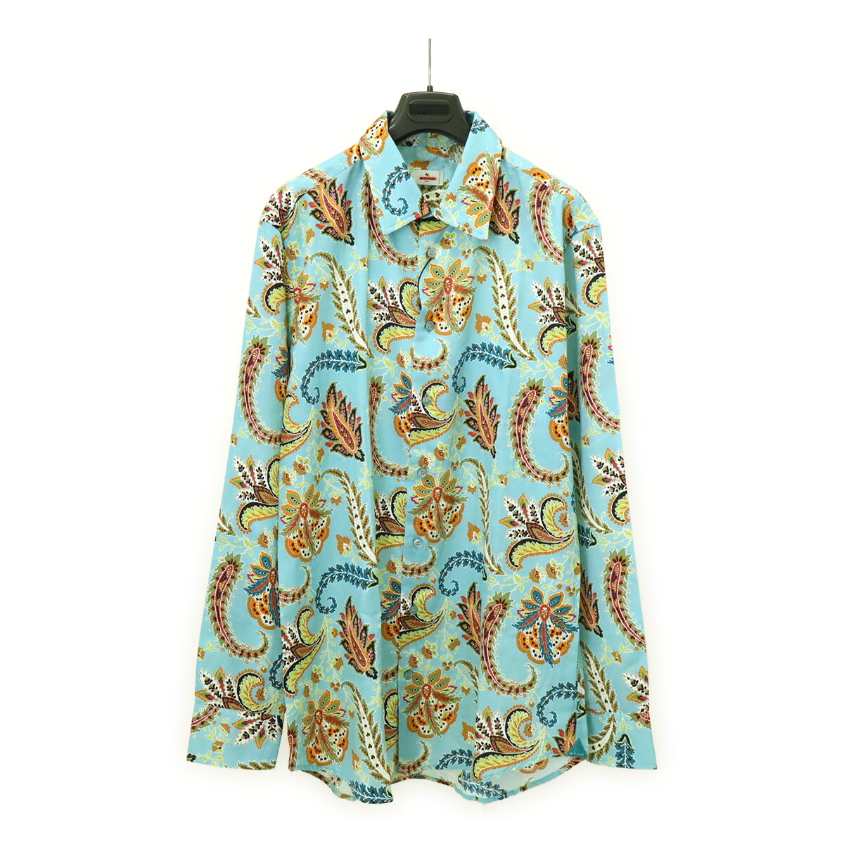 ETRO エトロ Yシャツ ワイシャツ 長袖シャツ ペイズリー柄 総柄 コットン100% 綿100% ライトブルー 水色 マルチカラー #43 アウトレット品 【中古】｜ブルーミン／森田質店