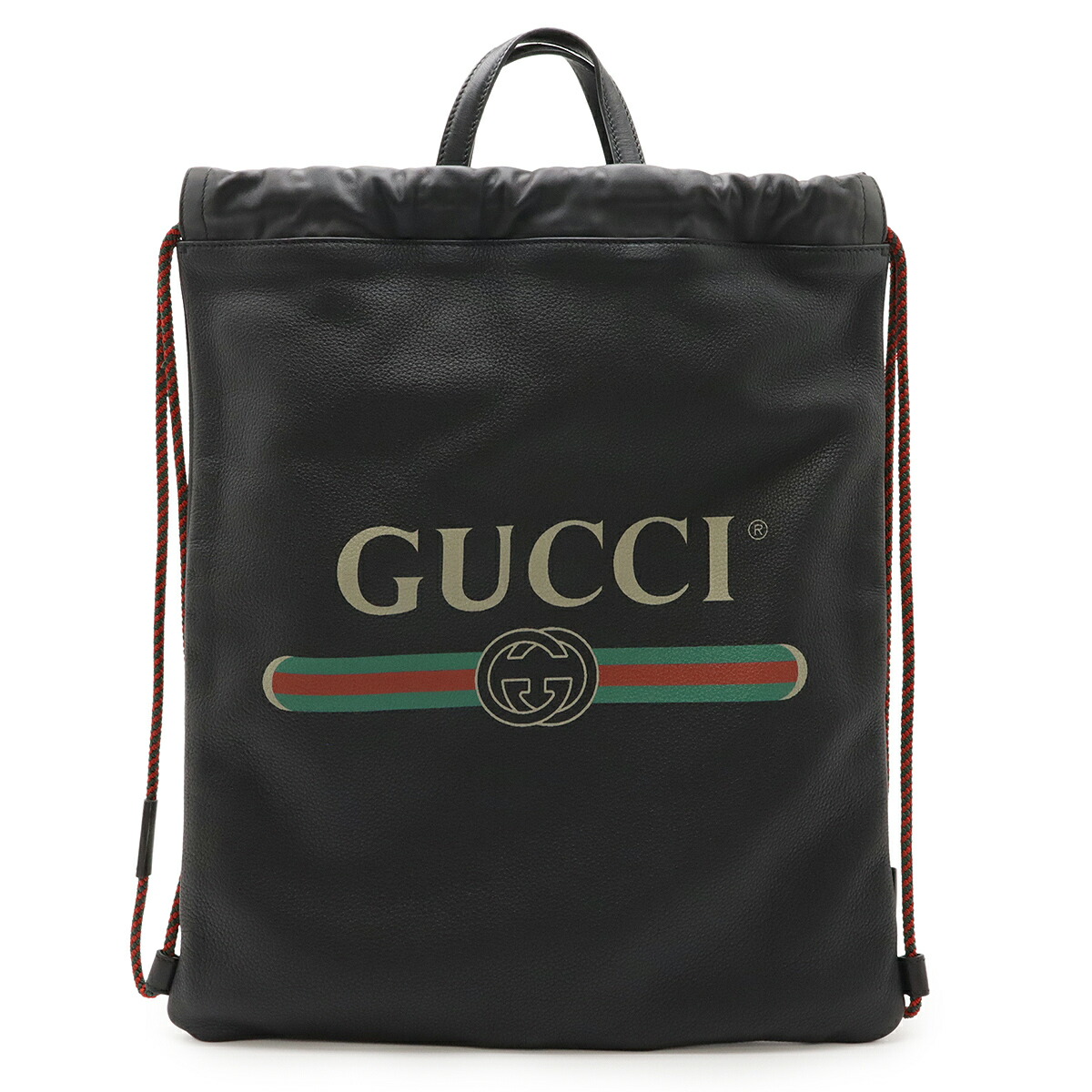 GUCCI グッチ グッチ刷り上げる ドローストリング うしろ側風呂敷き包み 背嚢 2WAY トートバッグ なめし革 黒いこと 黒 494053 【中古】