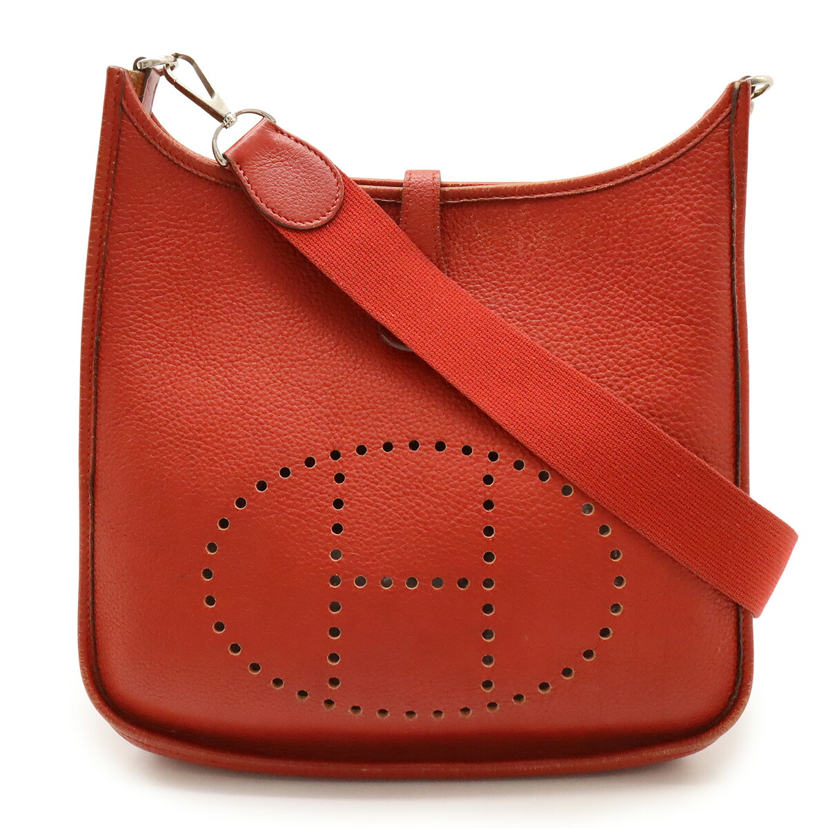 HERMES エルメス エヴリン エブリン II 2 PM ショルダーバッグ 斜め掛け トゴ レザー ルージュヴィフ 赤 レッド シルバー金具 □H刻印 【中古】 108,900円