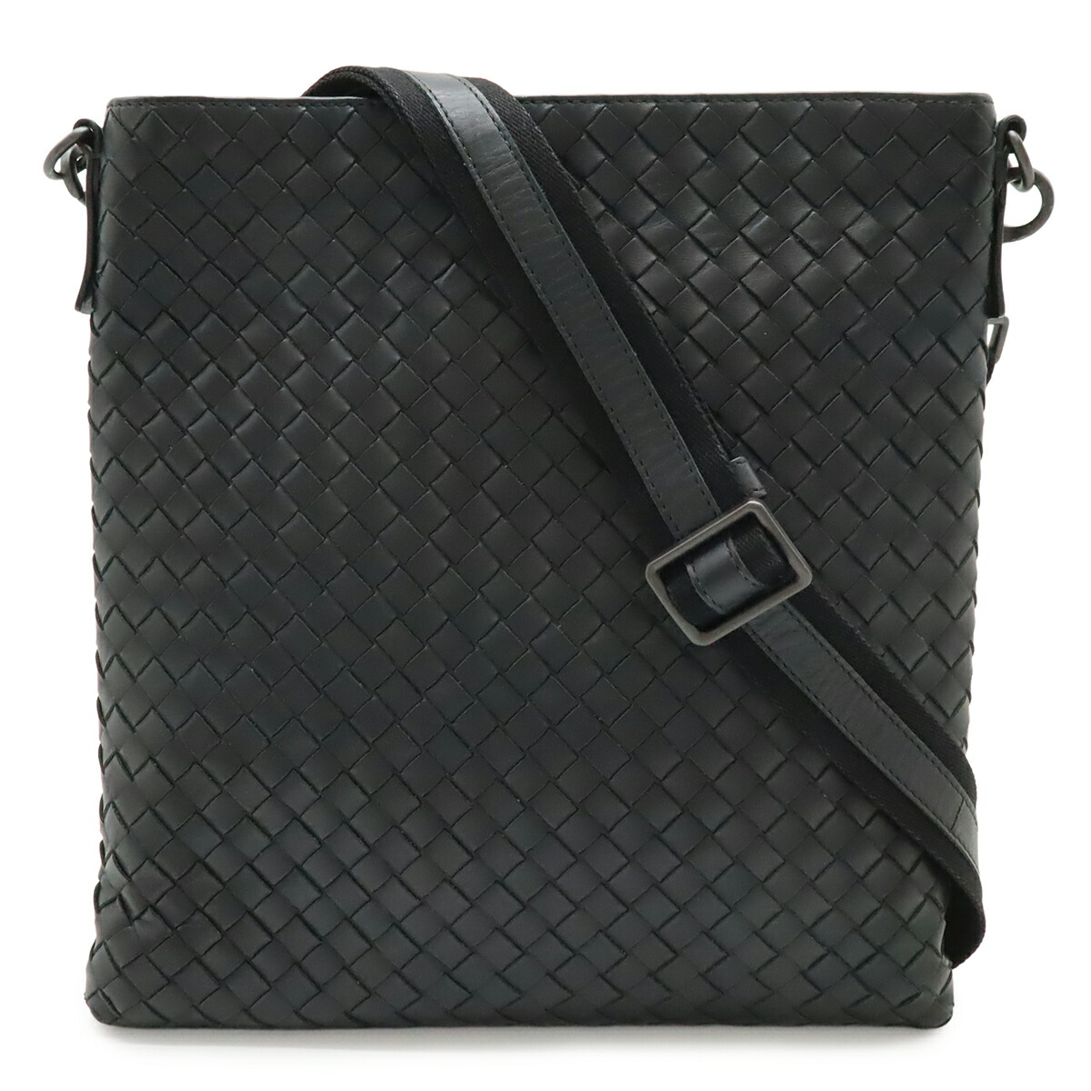 BOTTEGA VENETA ボッテガ ヴェネタ ボッテガベネタ イントレチャート ショルダーバッグ 曲がった掛け なめし革 黒いこと 黒 276356  【中古】