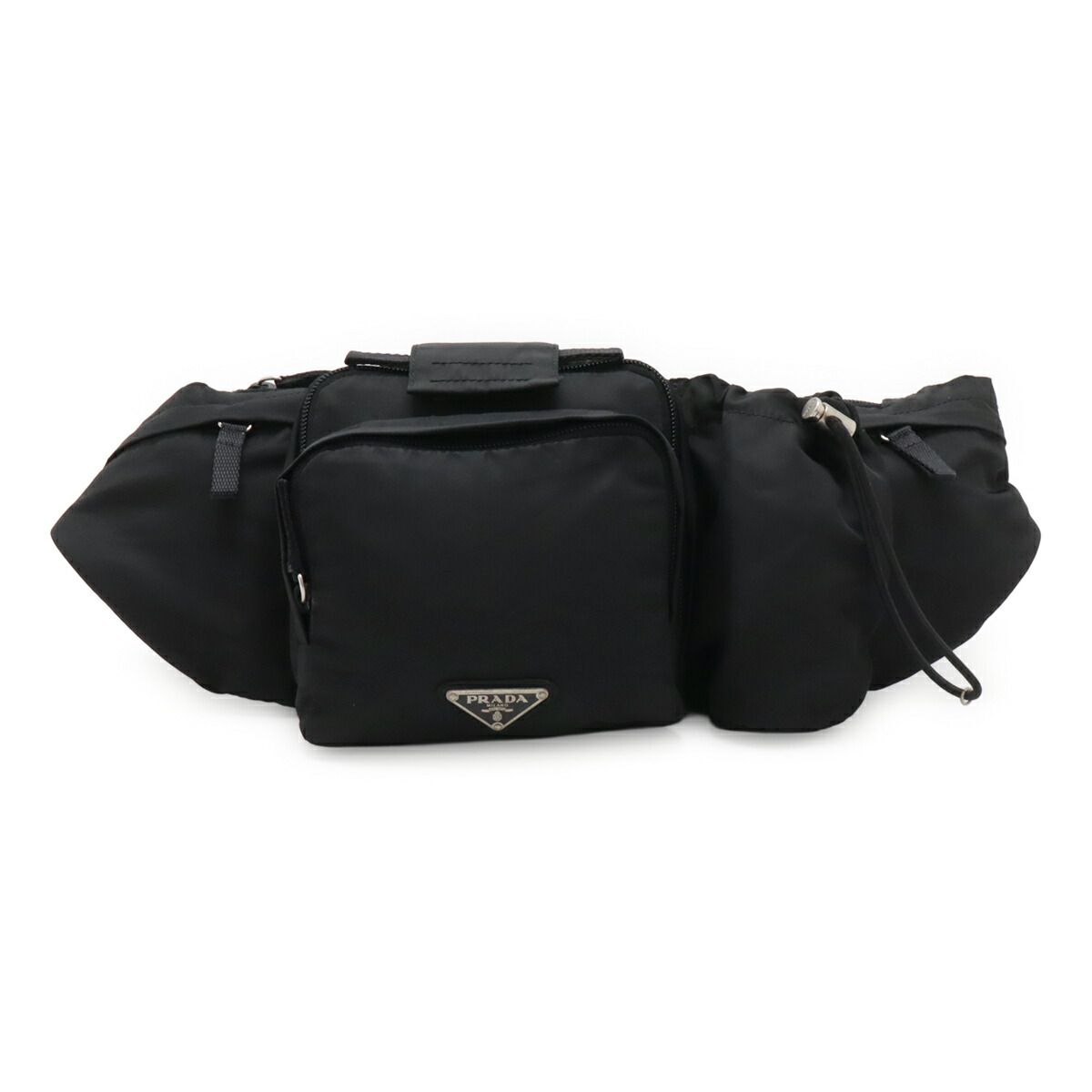 PRADA プラダ ウエストバッグ ウエストポーチ ボディバッグ ヒップバッグ ナイロン NERO 黒 ブラック シルバー金具 VA0056 【中古】