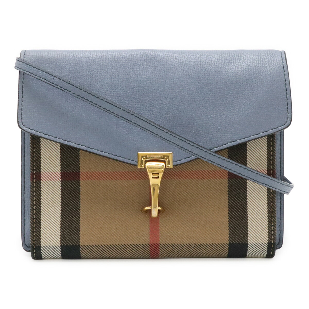 BURBERRY バーバリー MACKEN マッケン ショルダーバッグ 読み合わせる柄 帆布 ナイロン なめし革 ともし火青碧 水色 ベージュ マルチ色合い 【中古】