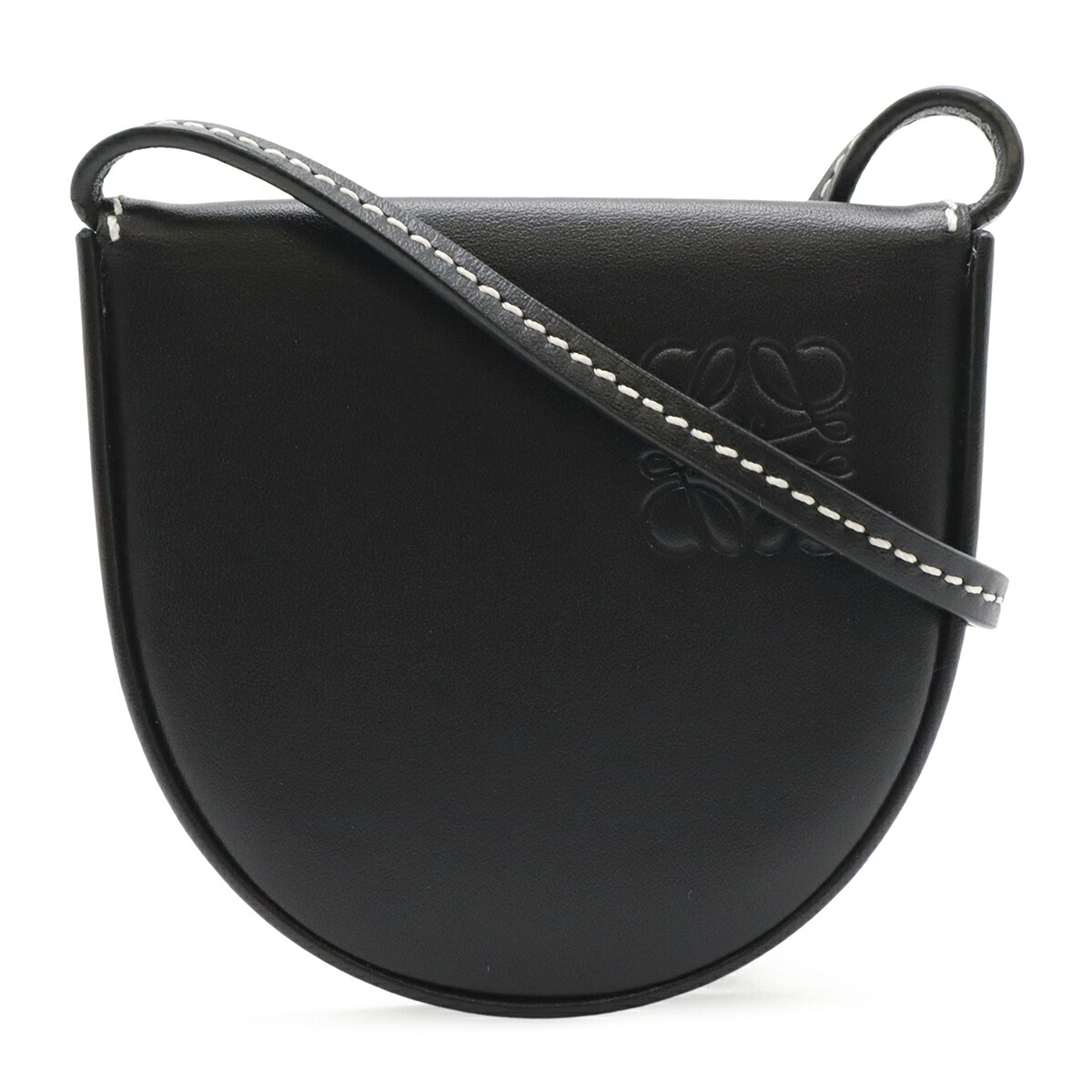 LOEWE ロエベ アナ瓦 踵車寄せ ミニ ショルダーバッグ 肩部車寄せ ポシェット 子ウシ なめし革 黒いこと 黒 109.54.15 【中古】