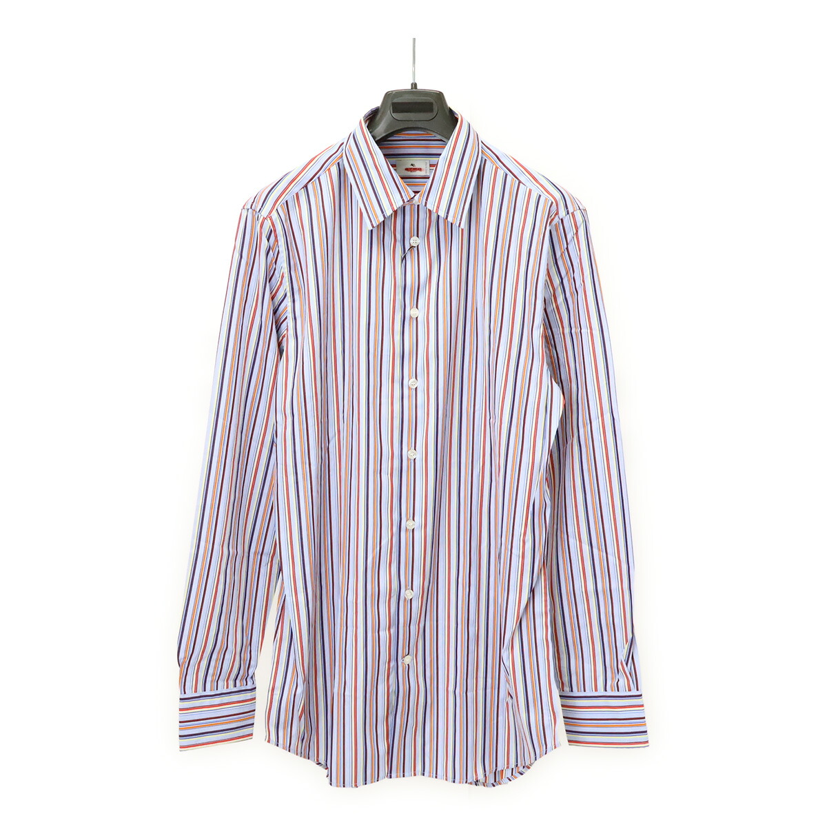 ETRO エトロ Yシャツ ワイシャツ 長袖シャツ ストライプ コットン100% 綿100% ライトブルー 水色 マルチカラー #40 アウトレット品 【中古】 10,952円