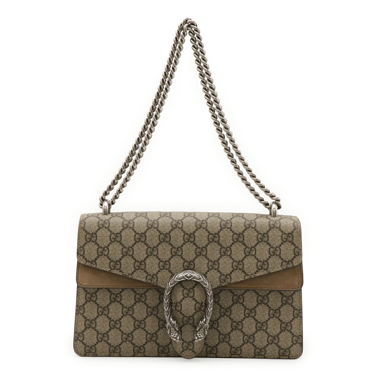 GUCCI グッチ ディオニュソス GGスプリーム ショルダーバッグ チェーン店御徒面子 肩かけ 虎尖端 スエードクロス ベージュ 400249 【中古】