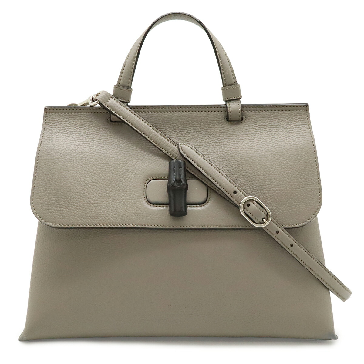 GUCCI グッチ バンブー デイリー 並み並み いの一番手持ち部分御徒面子 ハンドバック 2WAY ショルダーバッグ なめし革 薄墨色 しろがね色金具 392013 【中古】