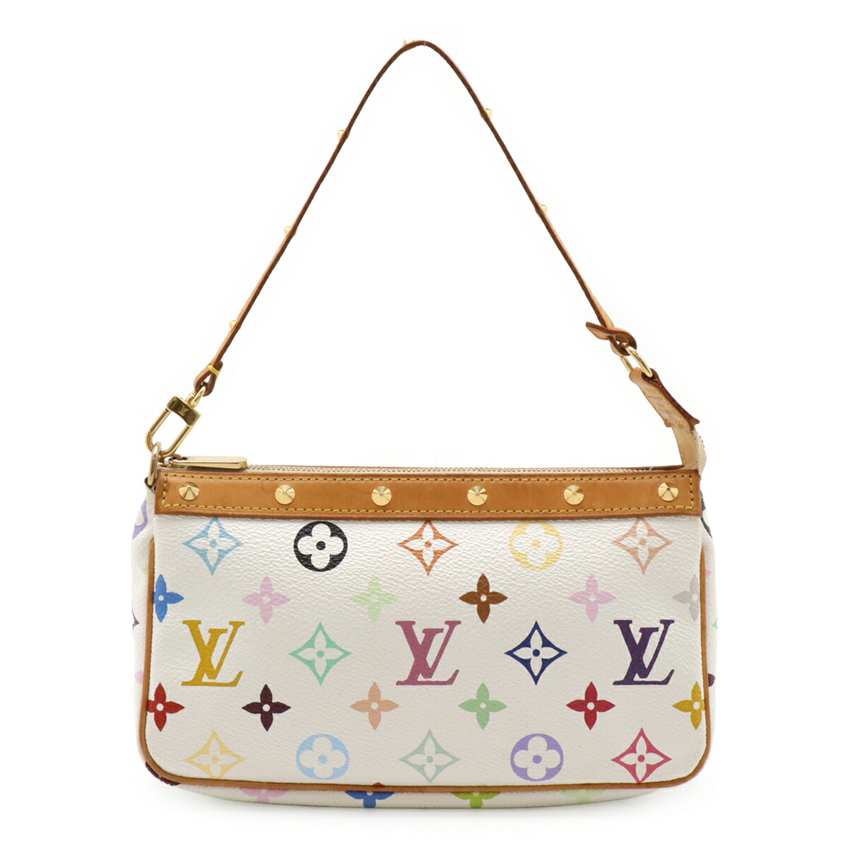 LOUIS VUITTON ルイ ヴィトン モノグラムマルチ色つや ポシェット アクセソワール 付属物合切袋 ハンドバック ブロン 白 白いこと M92649 【中古】